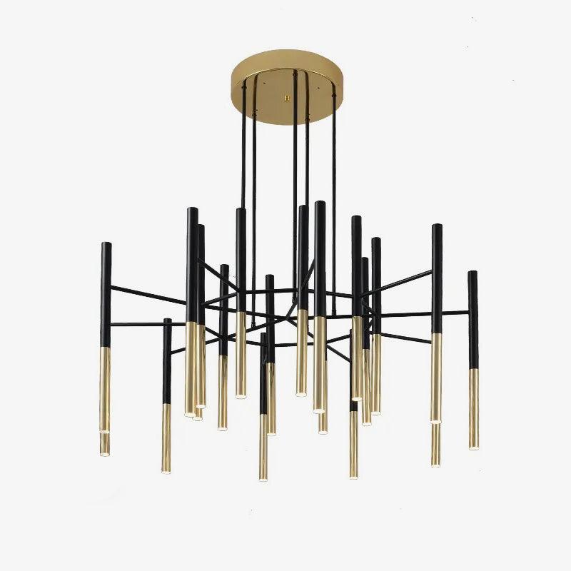 Solara Moderner Kronleuchter Stäbe Schwarz-Gold-Letslighting
