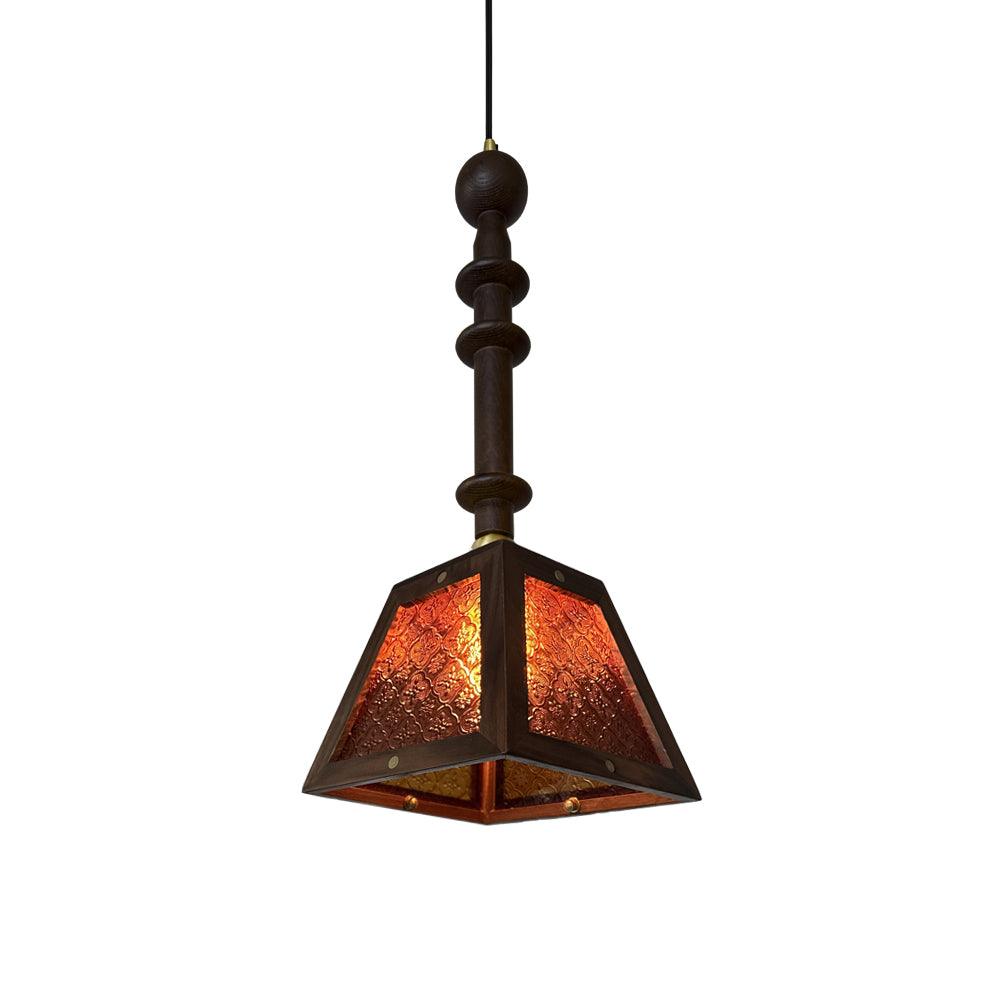 Alsorisra Elegante Vintage-Glas-Holz-Anhängerlampe-Letslighting