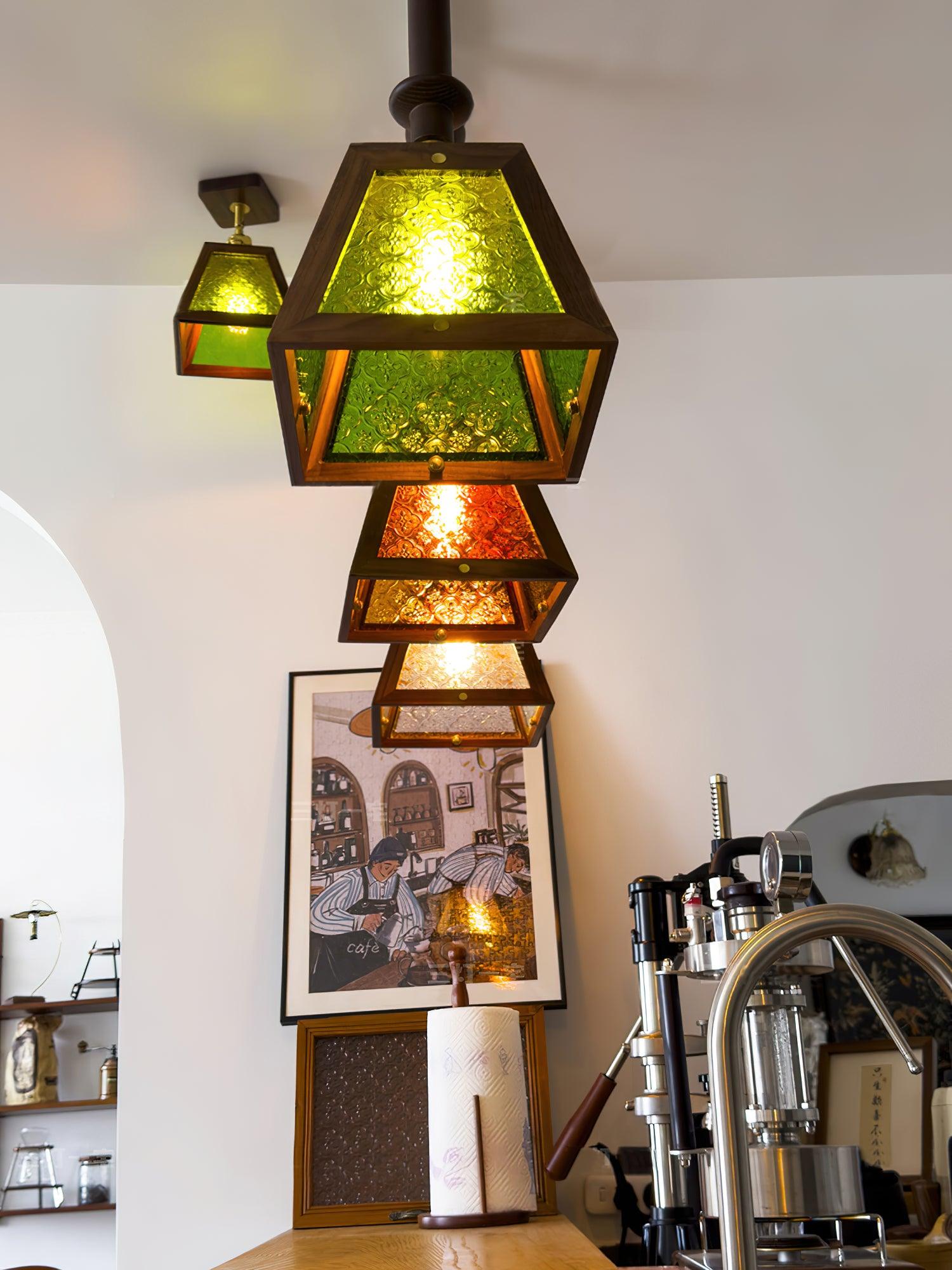 Alsorisra Elegante Vintage-Glas-Holz-Anhängerlampe-Letslighting