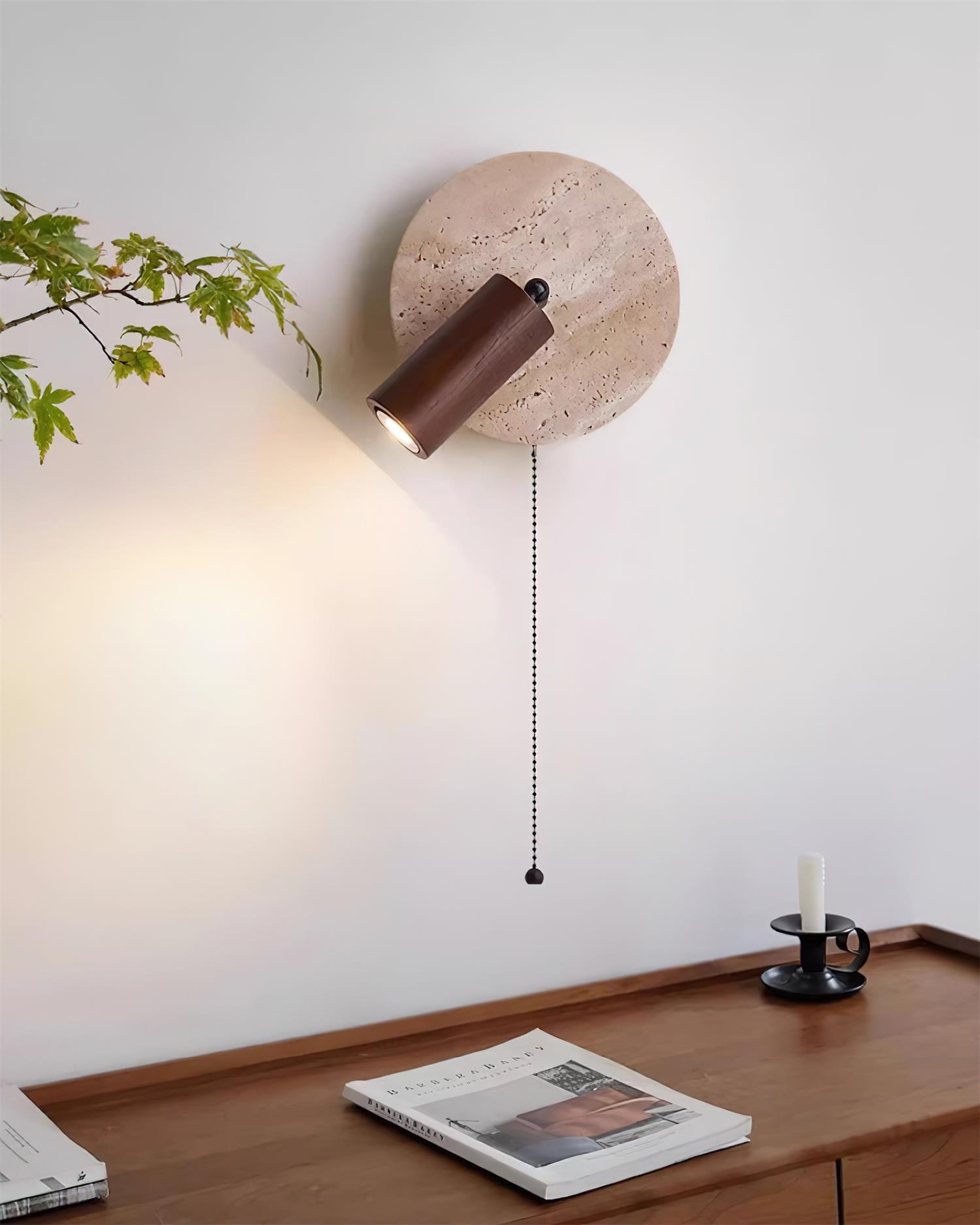 Travertine & Wood Wall Lamp - Letslighting