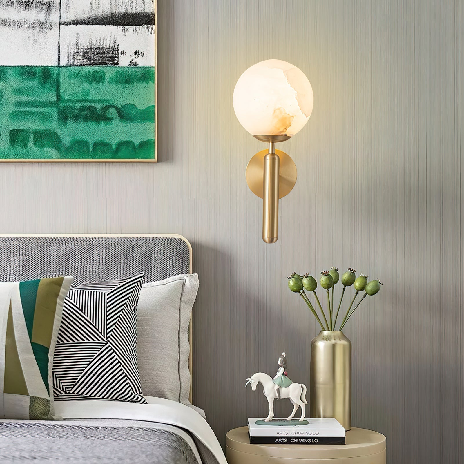 Orlaeila Modern Minimalist Brass Alabaster Wall Lamp - Letslighting