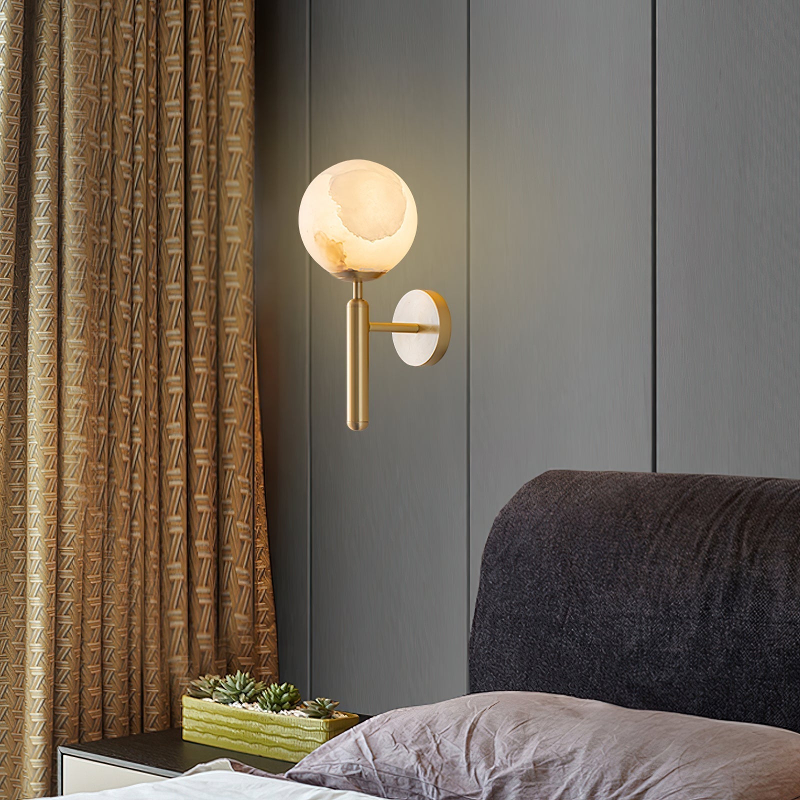 Orlaeila Modern Minimalist Brass Alabaster Wall Lamp - Letslighting
