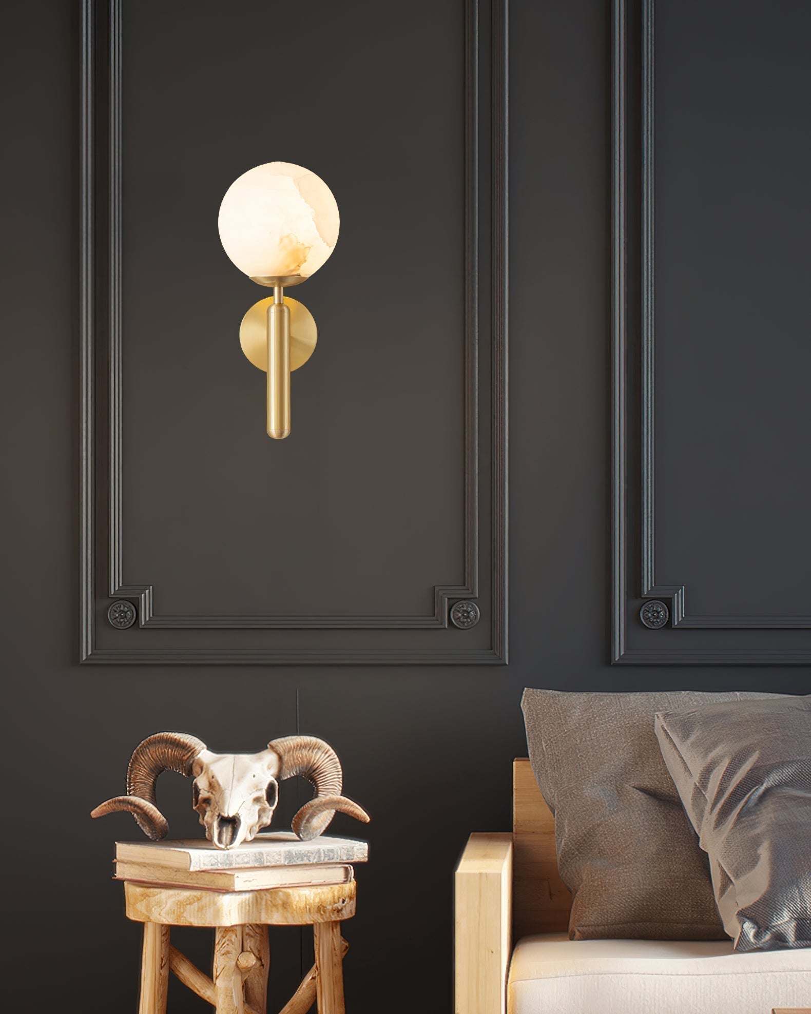 Orlaeila Modern Minimalist Brass Alabaster Wall Lamp - Letslighting
