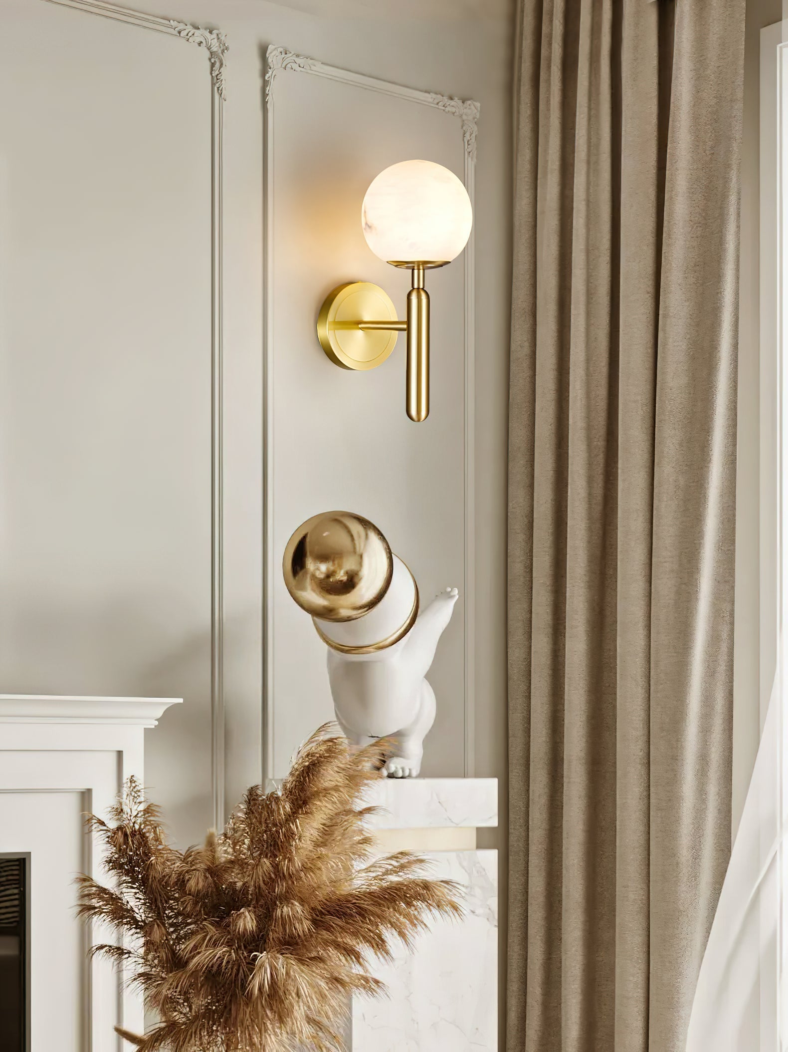 Orlaeila Modern Minimalist Brass Alabaster Wall Lamp - Letslighting