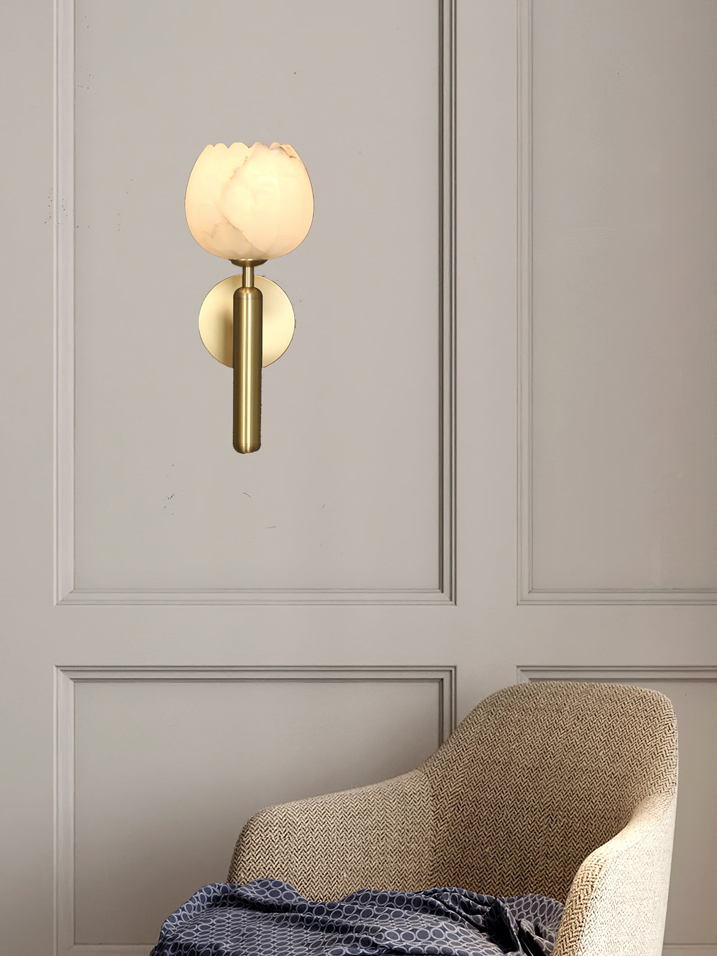 Orlaeila Modern Minimalist Brass Alabaster Wall Lamp - Letslighting
