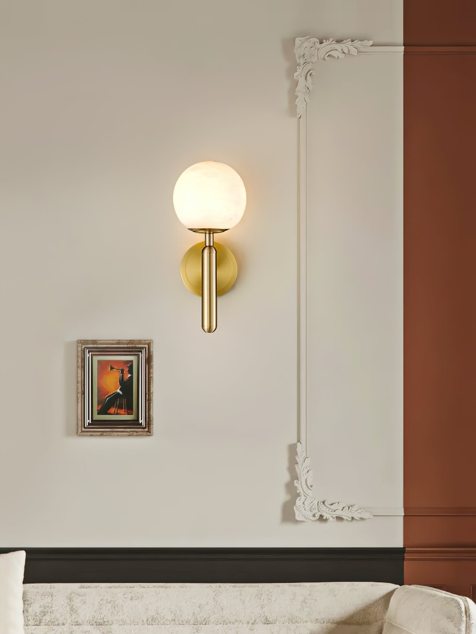 Orlaeila Modern Minimalist Brass Alabaster Wall Lamp - Letslighting
