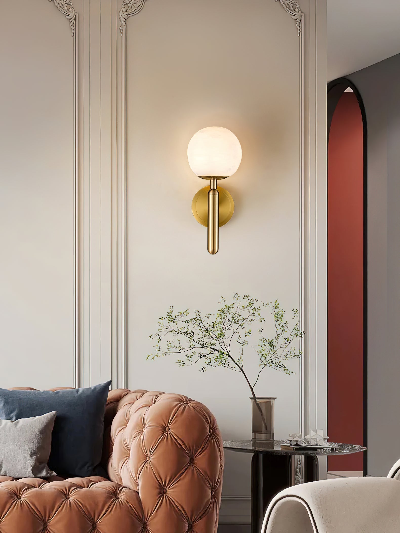 Orlaeila Modern Minimalist Brass Alabaster Wall Lamp - Letslighting