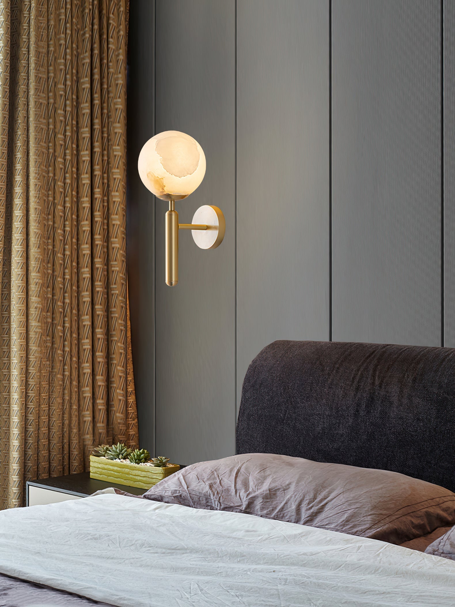 Orlaeila Modern Minimalist Brass Alabaster Wall Lamp - Letslighting