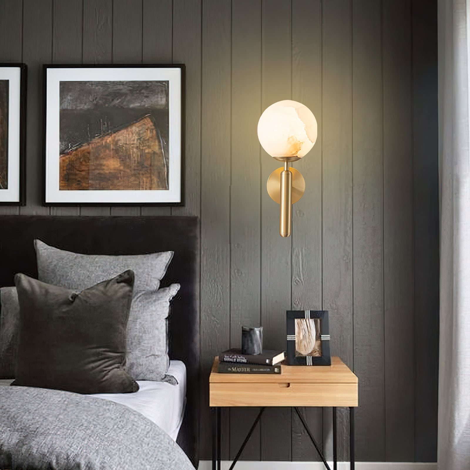 Orlaeila Modern Minimalist Brass Alabaster Wall Lamp - Letslighting