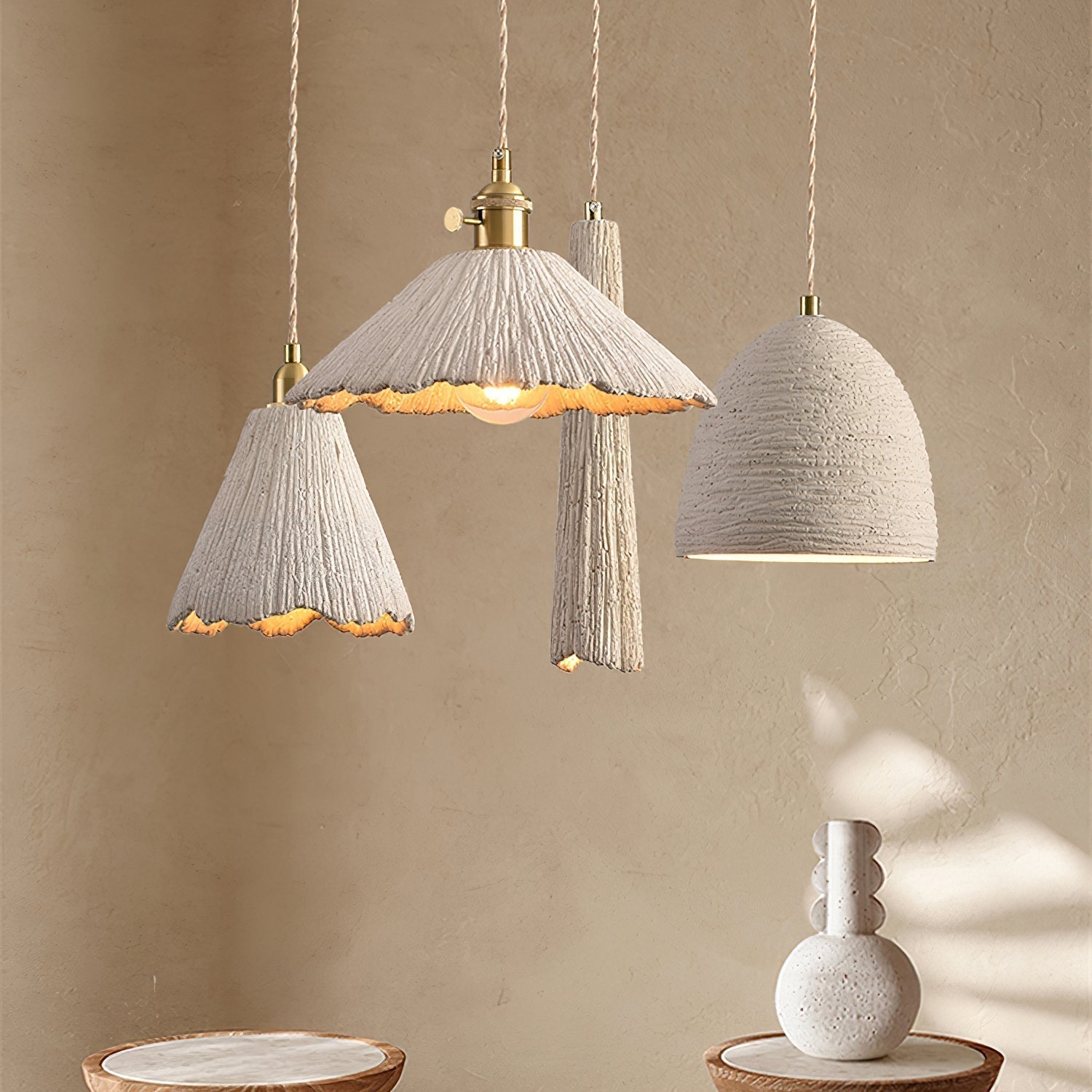 Microcement Pendelleuchte Verstellbarer Stoffschirm-Letslighting