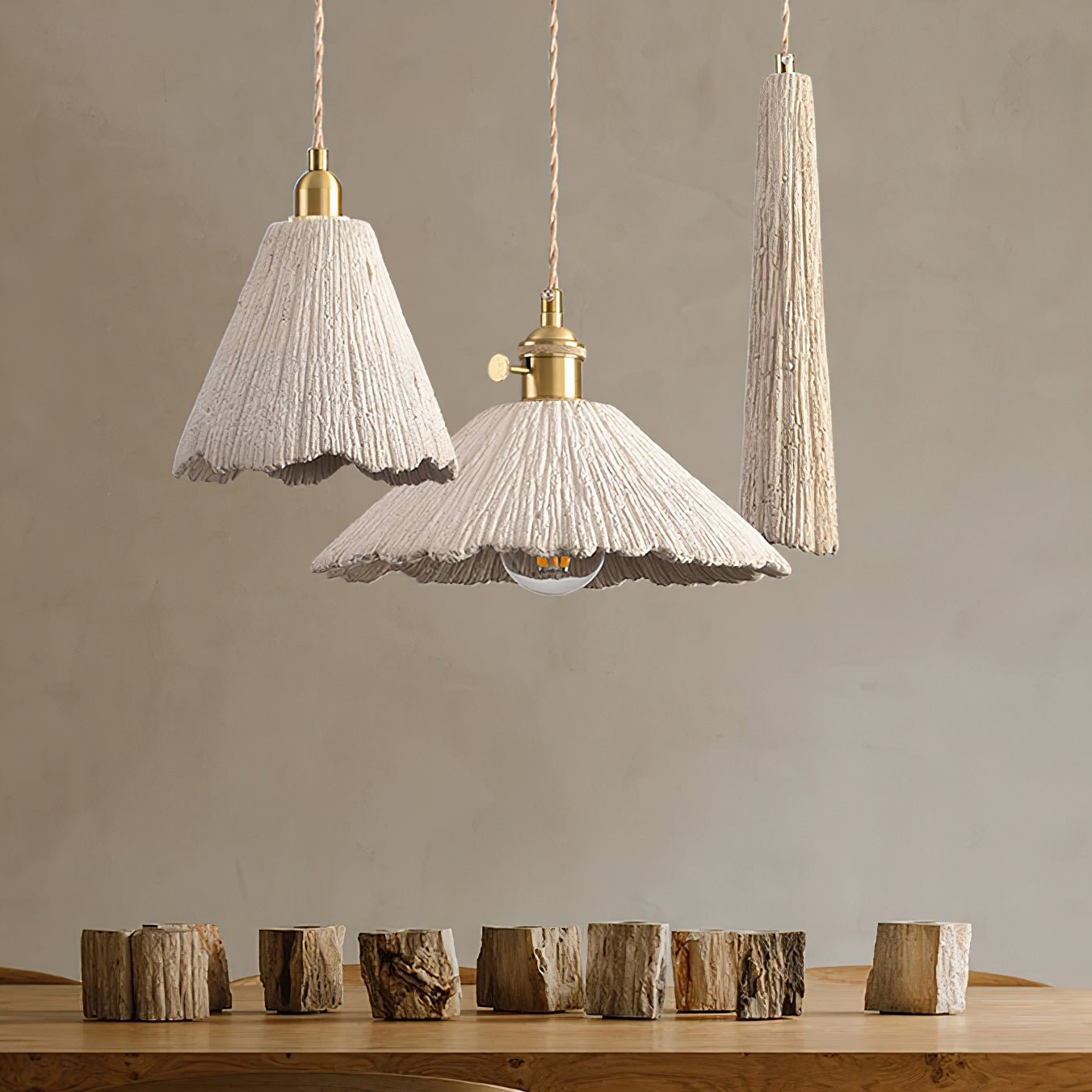 Microcement Pendelleuchte Verstellbarer Stoffschirm-Letslighting