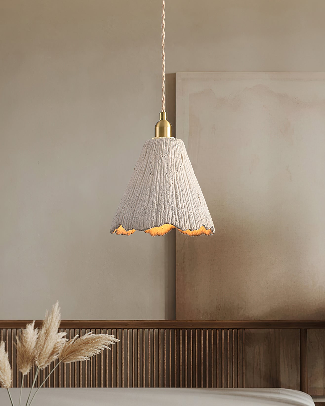 Microcement Pendelleuchte Verstellbarer Stoffschirm-Letslighting