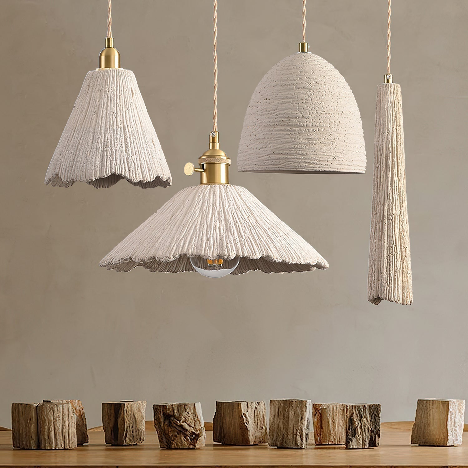 Microcement Pendelleuchte Verstellbarer Stoffschirm-Letslighting
