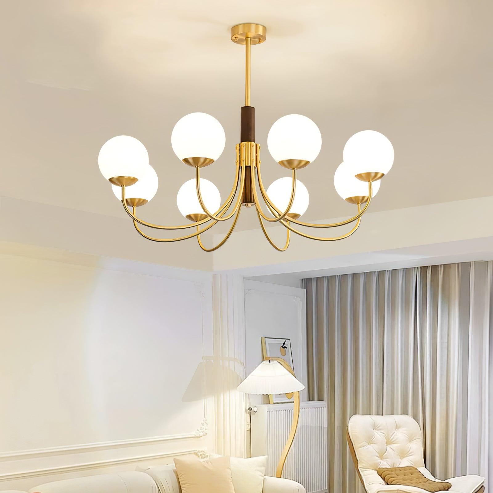 Lustra Kronleuchter Midas Touch Walnuss Kugel Messing-Letslighting