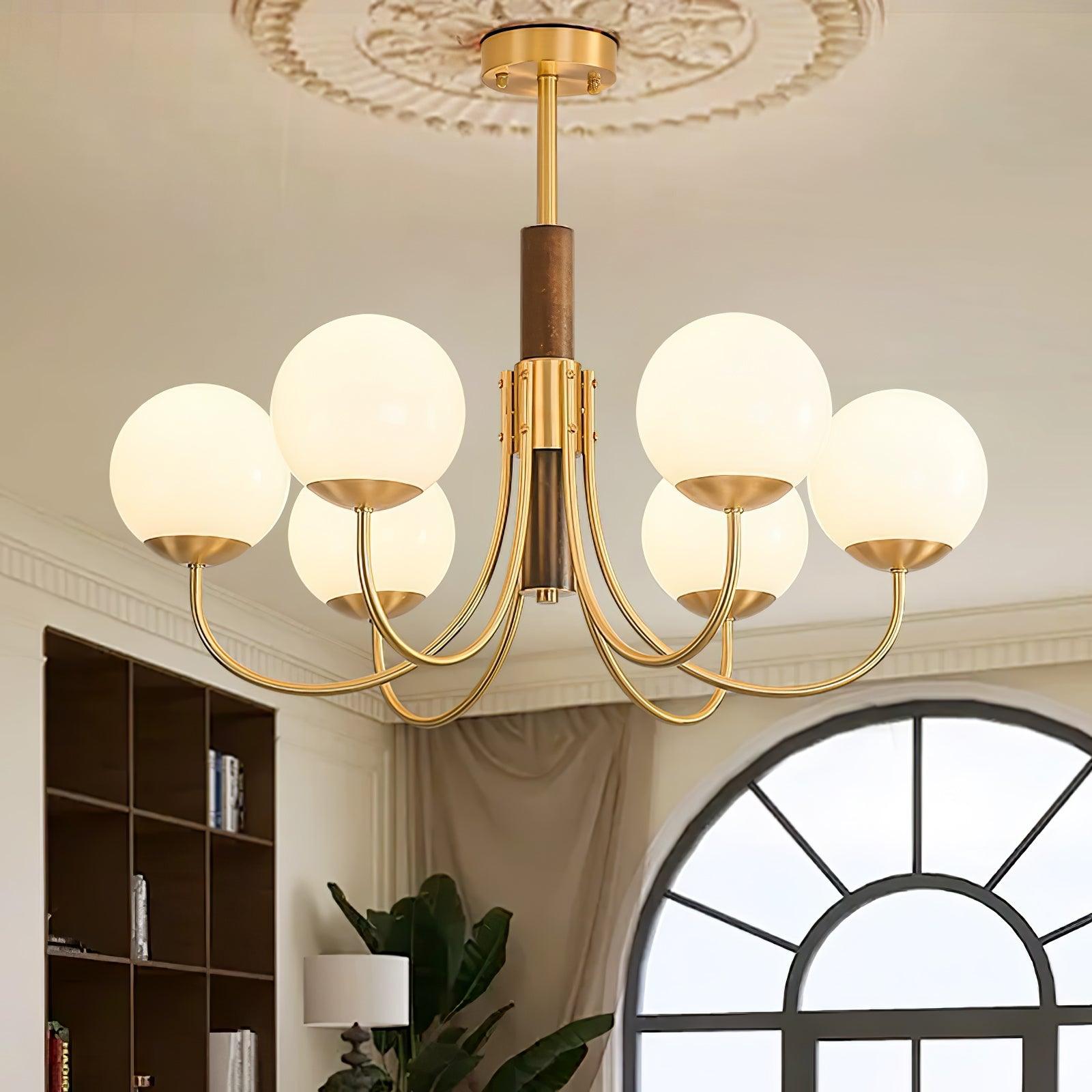 Lustra Kronleuchter Midas Touch Walnuss Kugel Messing-Letslighting