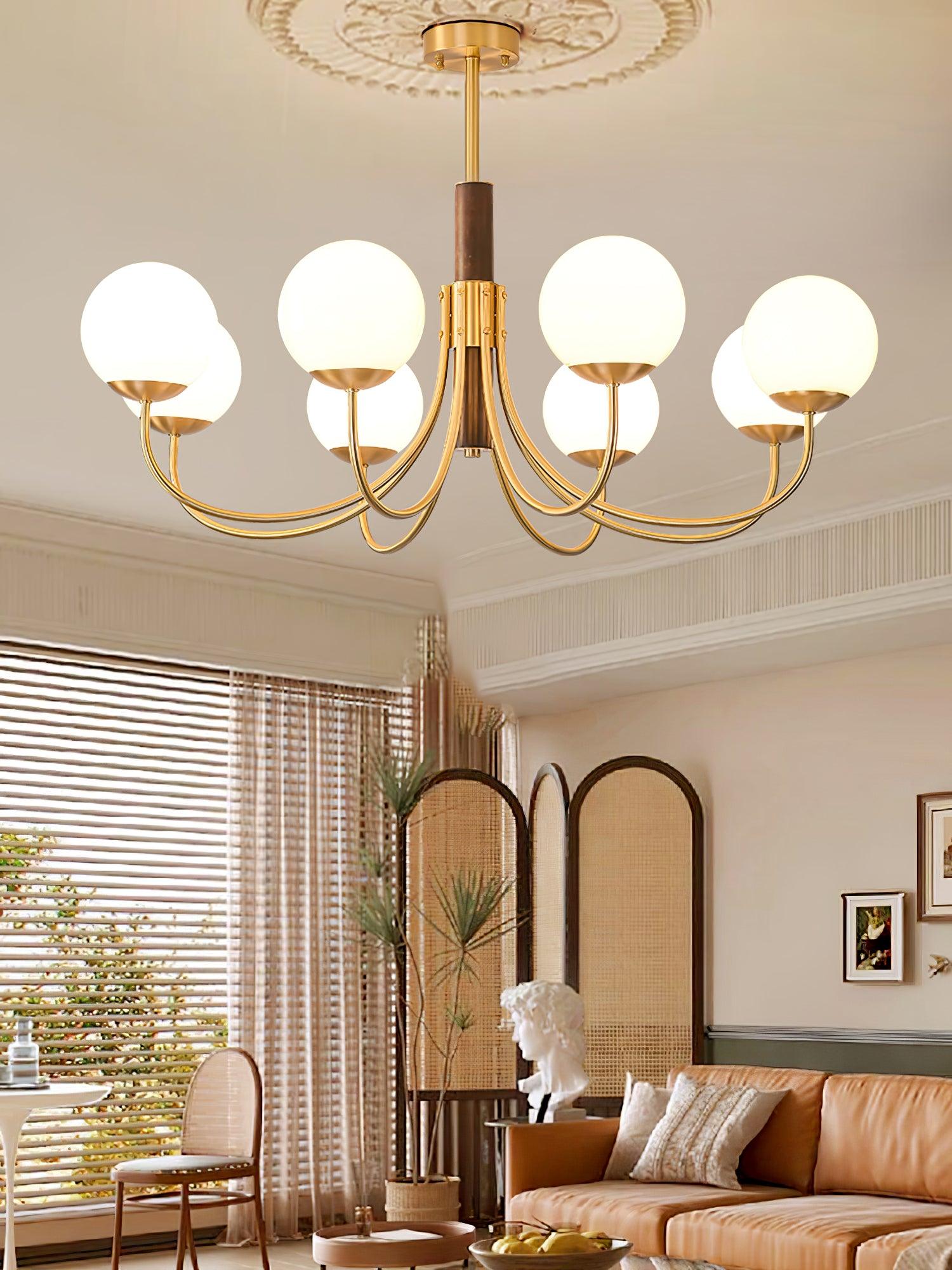Lustra Kronleuchter Midas Touch Walnuss Kugel Messing-Letslighting