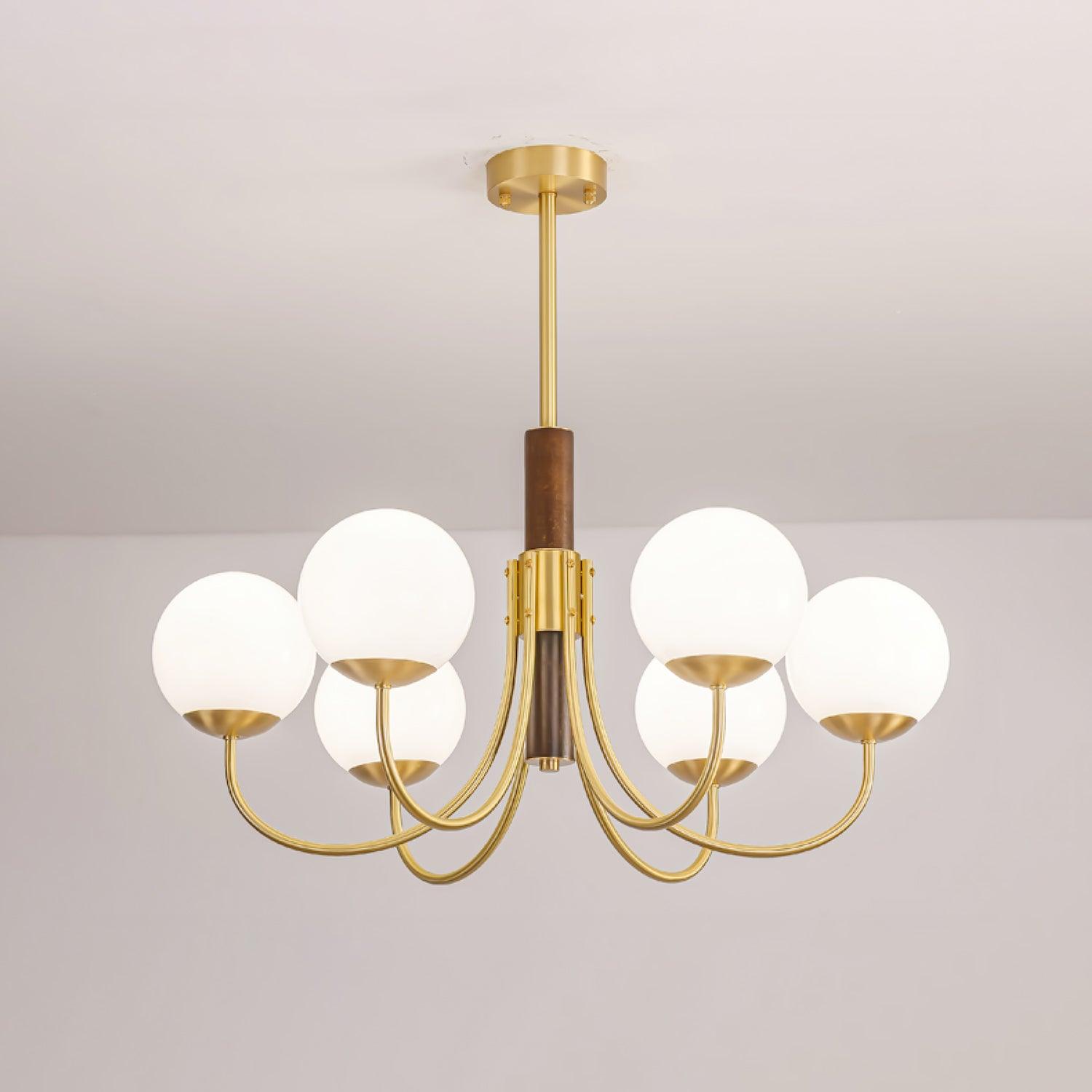 Lustra Kronleuchter Midas Touch Walnuss Kugel Messing-Letslighting