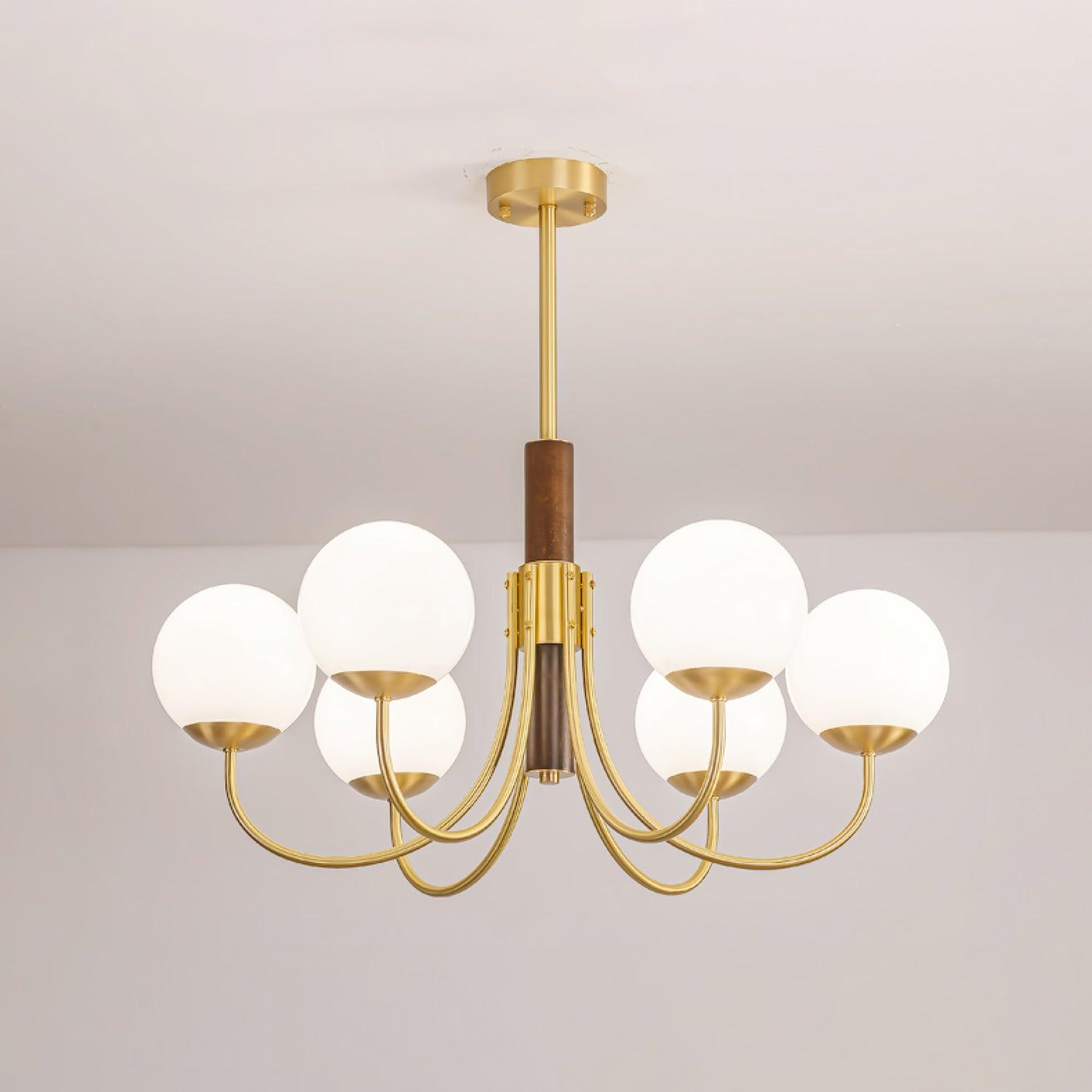 Lustra Kronleuchter Midas Touch Walnuss Kugel Messing-Letslighting