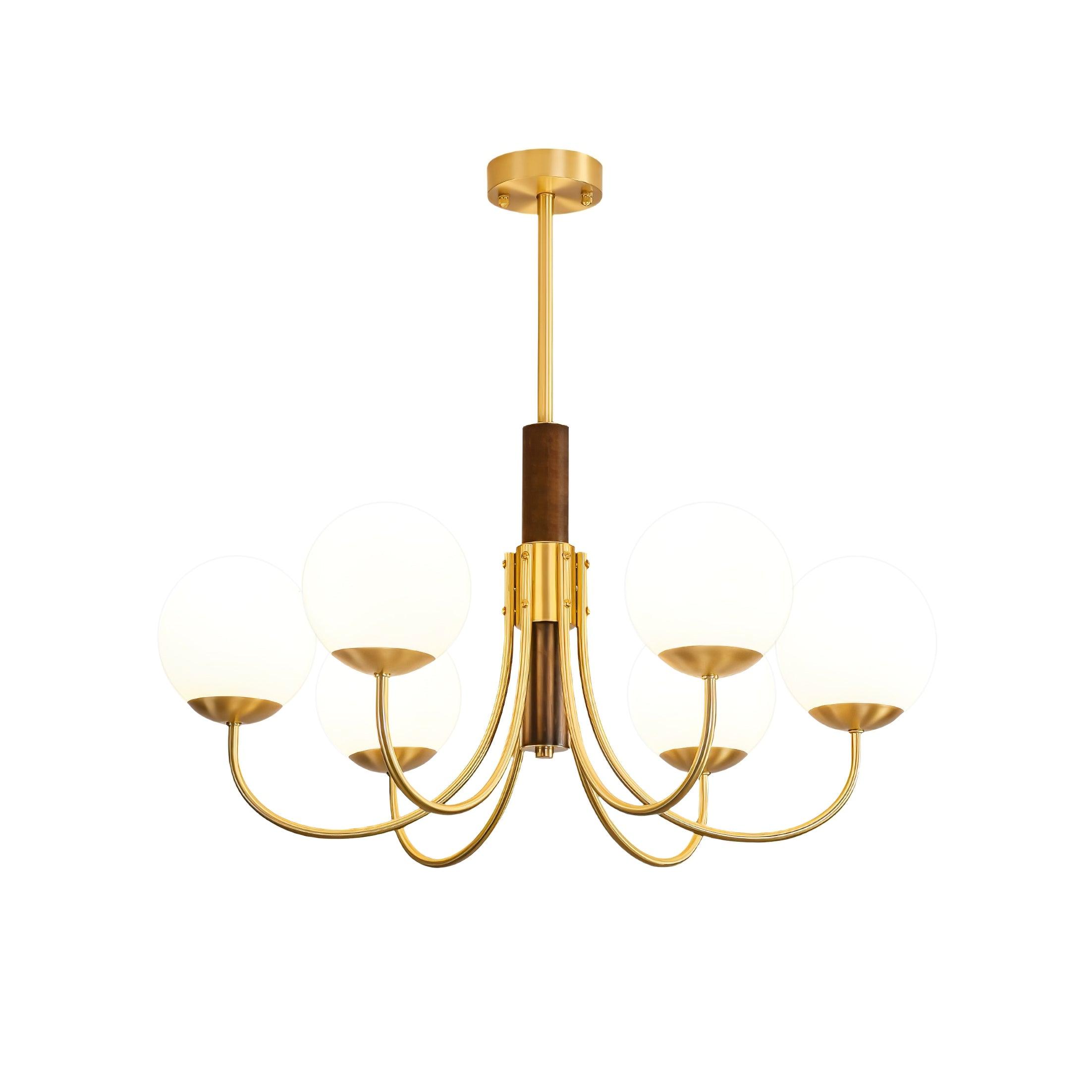Lustra Kronleuchter Midas Touch Walnuss Kugel Messing-Letslighting