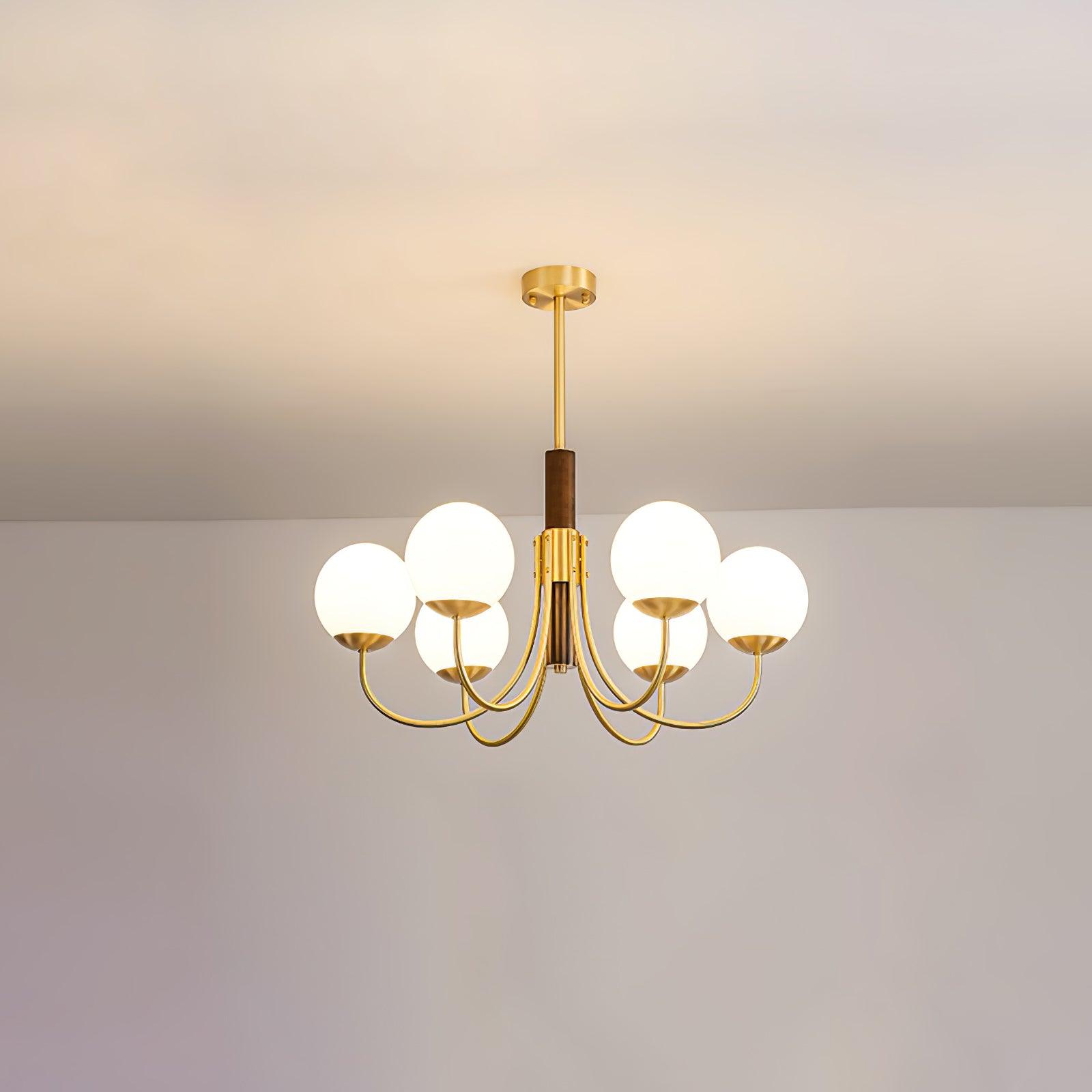 Lustra Kronleuchter Midas Touch Walnuss Kugel Messing-Letslighting