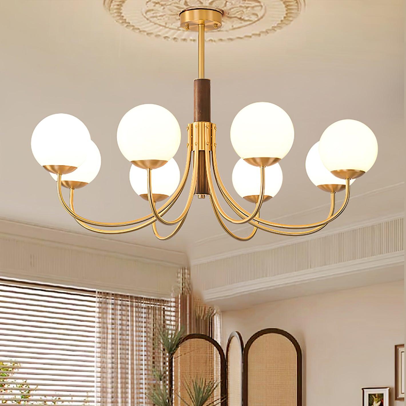 Lustra Kronleuchter Midas Touch Walnuss Kugel Messing-Letslighting