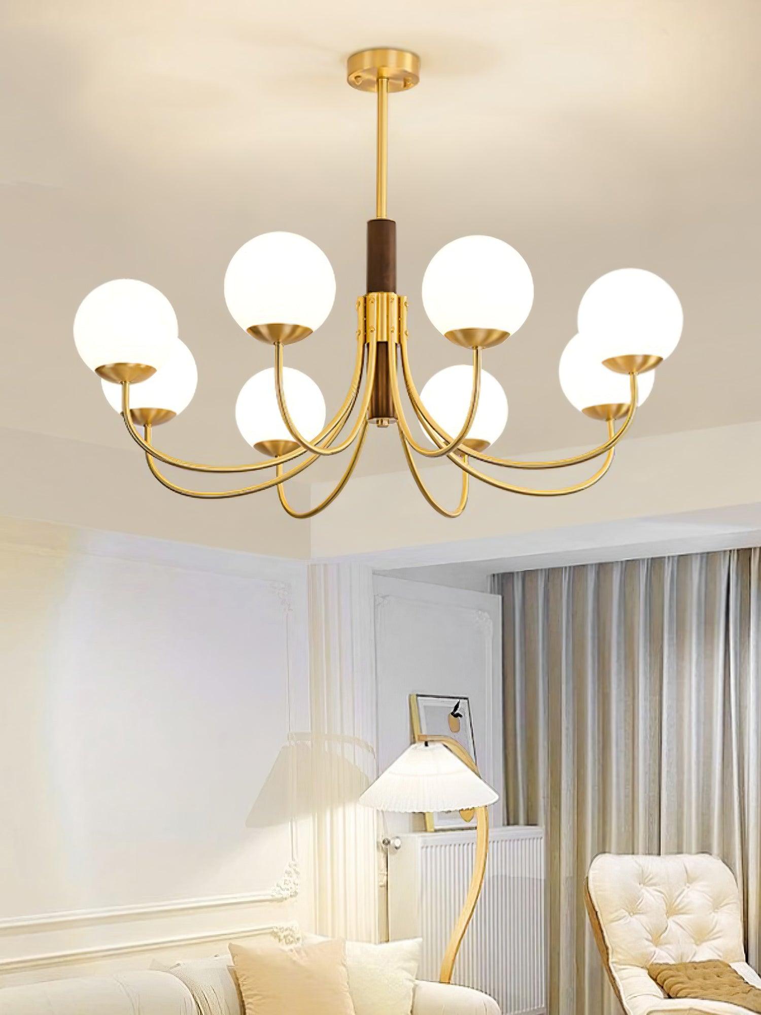 Lustra Kronleuchter Midas Touch Walnuss Kugel Messing-Letslighting