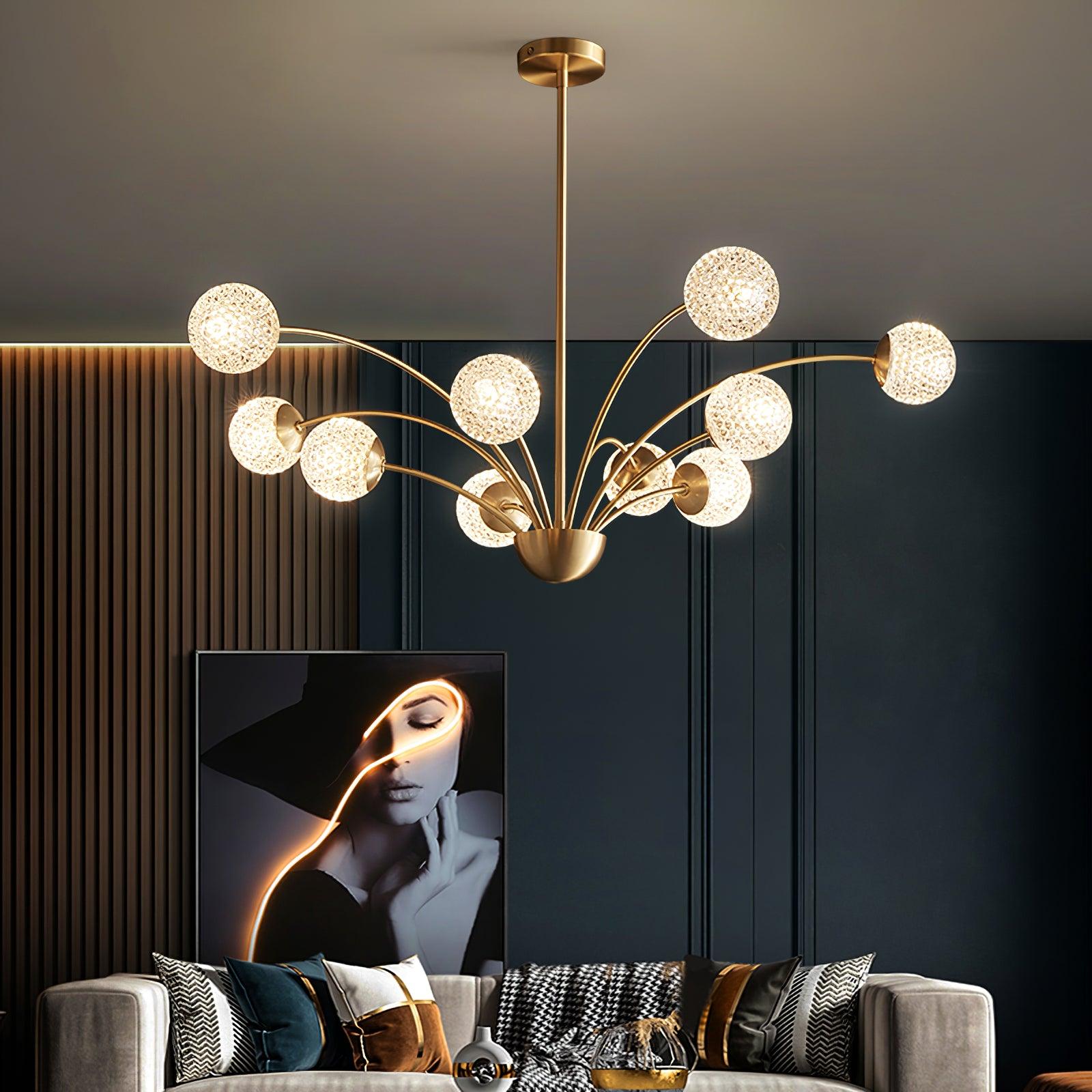 Lustra Eleganter Kronleuchter Gebogene Arme Messing-Letslighting