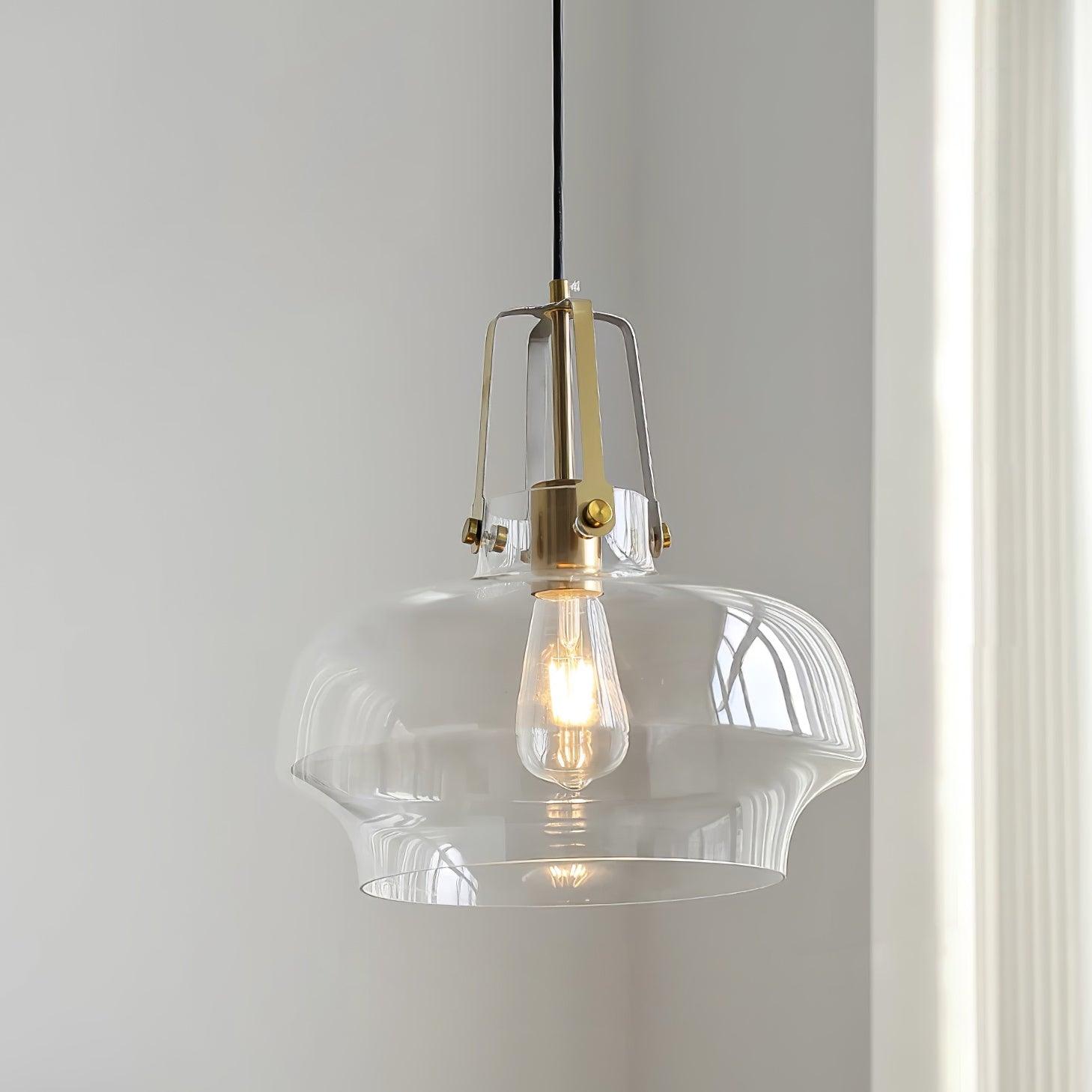 Aurelin Amber Glass Pendant Light with Brass Fittings - Letslighting