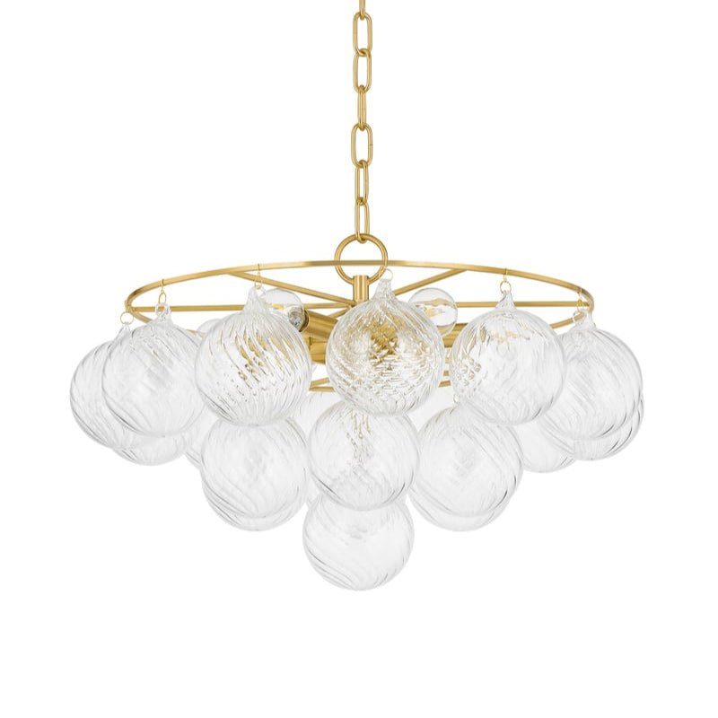 Aurora Chandelier Clear Glass Globe Aged Brass Elegant - Neutralighting