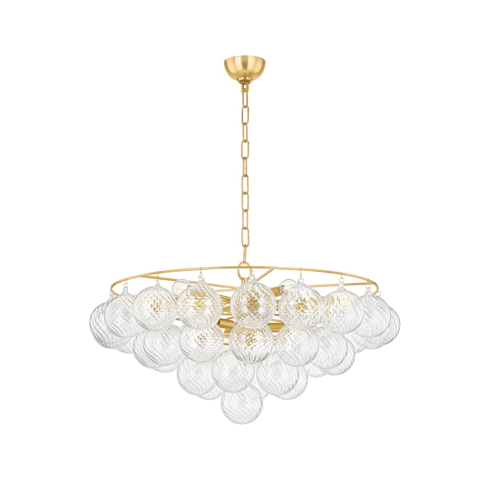 Aurora Chandelier Clear Glass Globe Aged Brass Elegant - Neutralighting