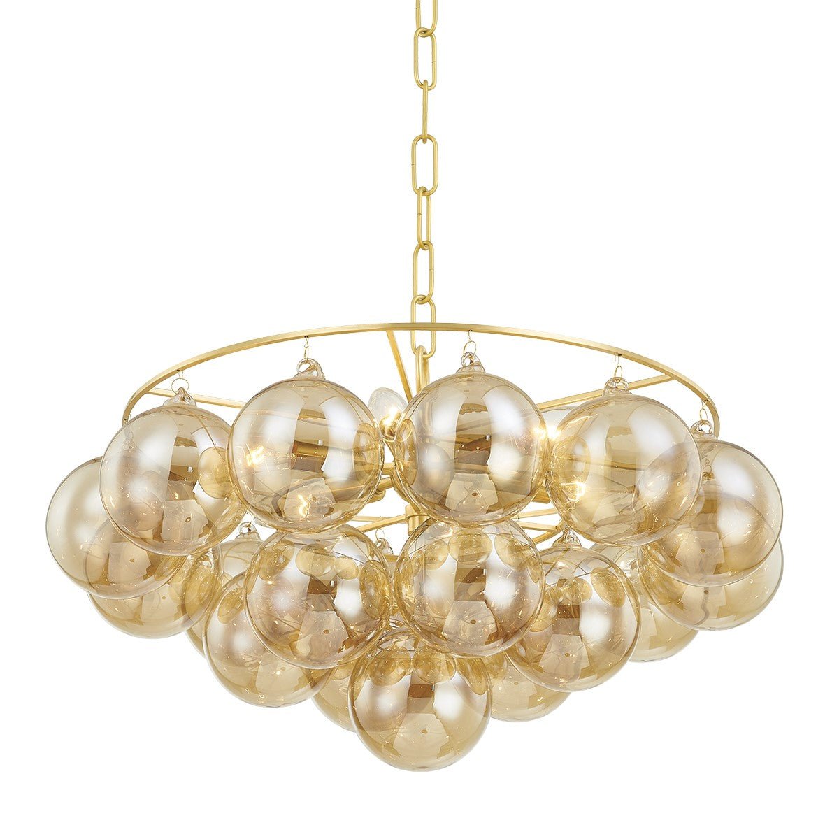 Aurora Chandelier Clear Glass Globe Aged Brass Elegant - Neutralighting