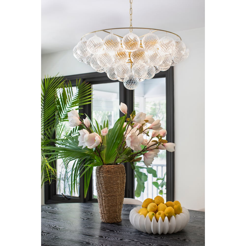 Aurora Chandelier Clear Glass Globe Aged Brass Elegant - Neutralighting