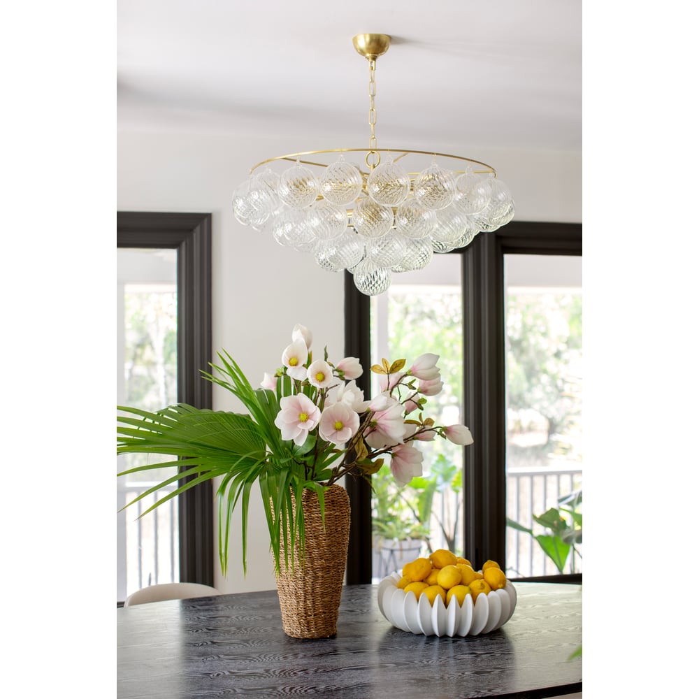 Aurora Chandelier Clear Glass Globe Aged Brass Elegant - Neutralighting