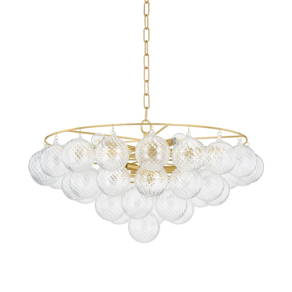Aurora Chandelier Clear Glass Globe Aged Brass Elegant - Neutralighting