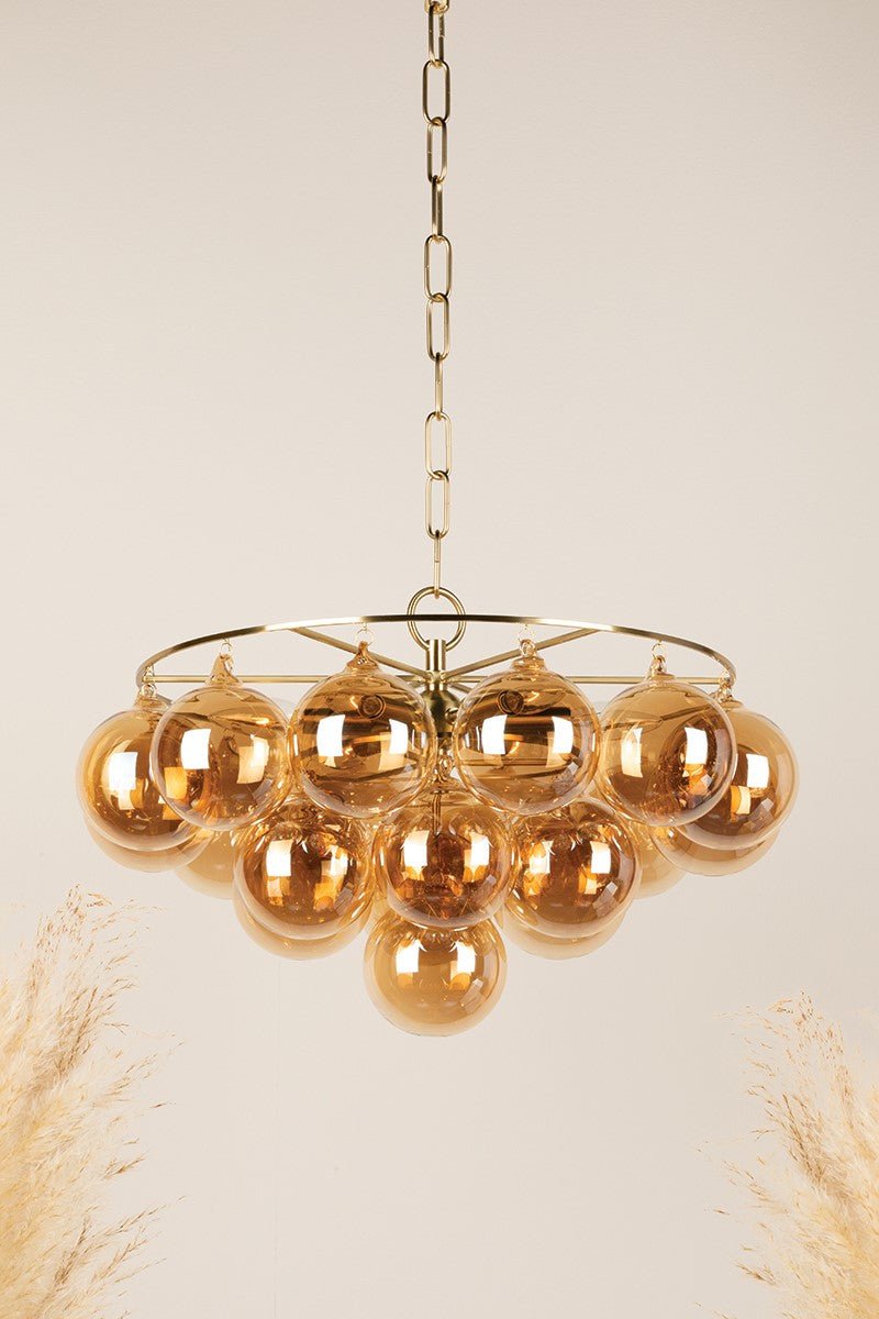 Aurora Chandelier Clear Glass Globe Aged Brass Elegant - Neutralighting