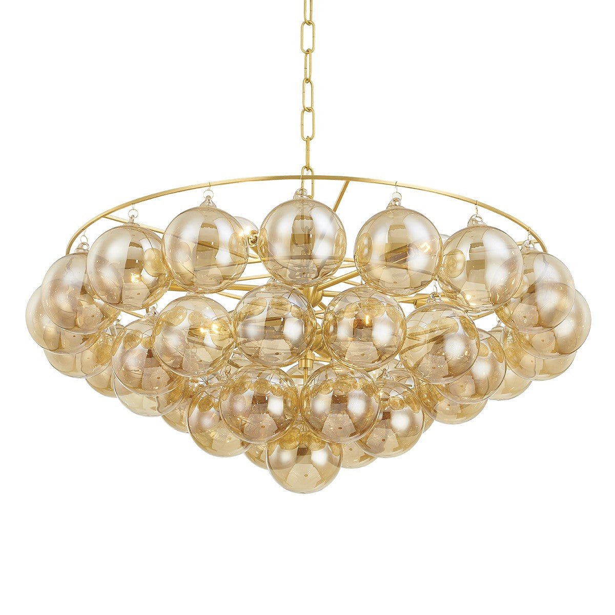 Aurora Chandelier Clear Glass Globe Aged Brass Elegant - Neutralighting