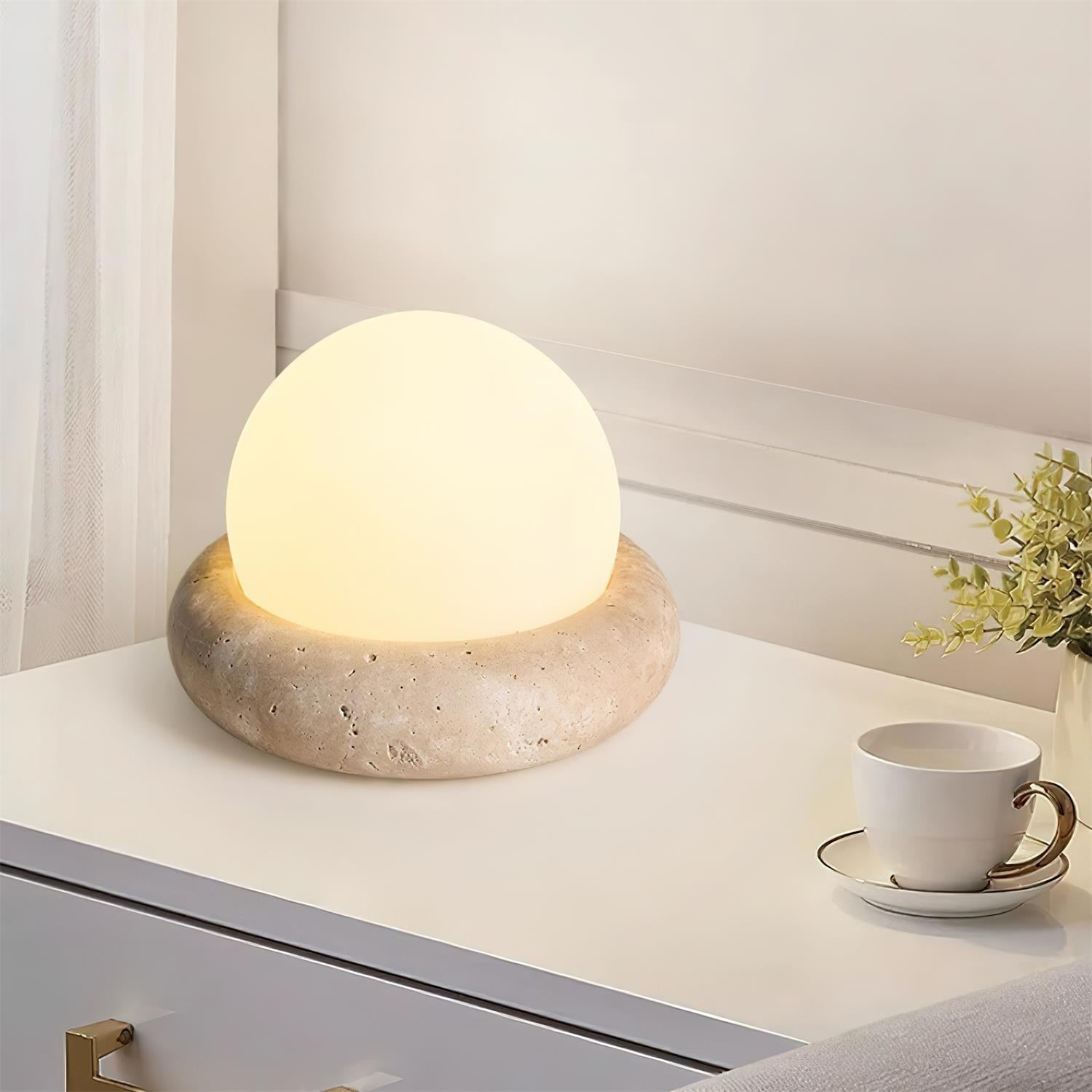 Riita Travertine Globe Table Lamp Mini Maga - Letslighting
