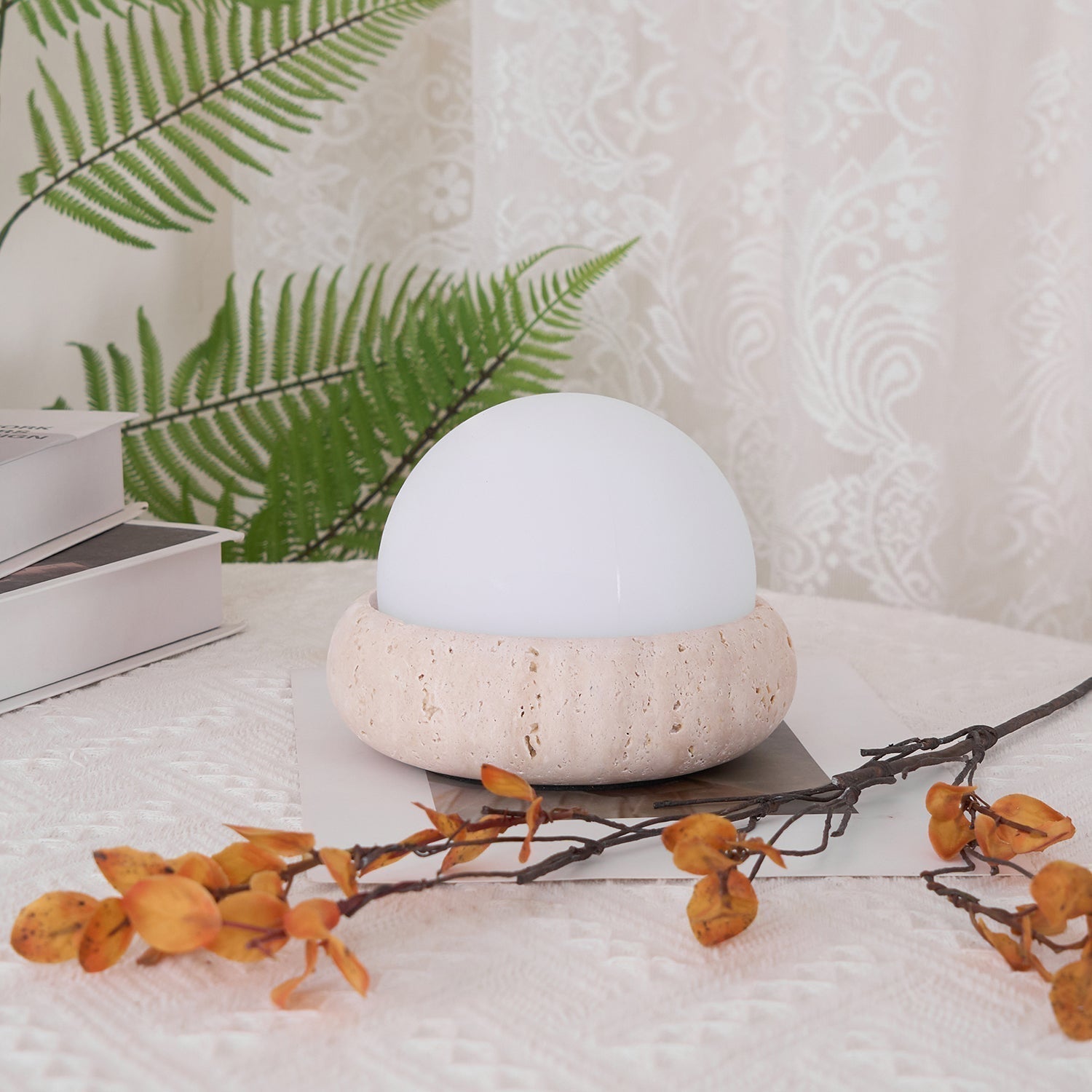 Riita Travertine Globe Table Lamp Mini Maga - Letslighting