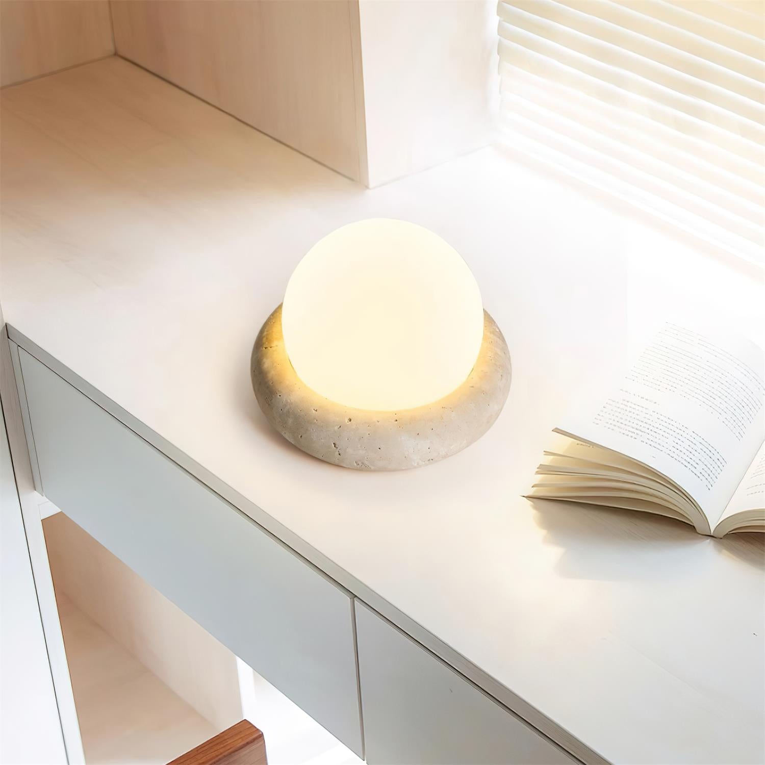 Riita Travertine Globe Table Lamp Mini Maga - Letslighting