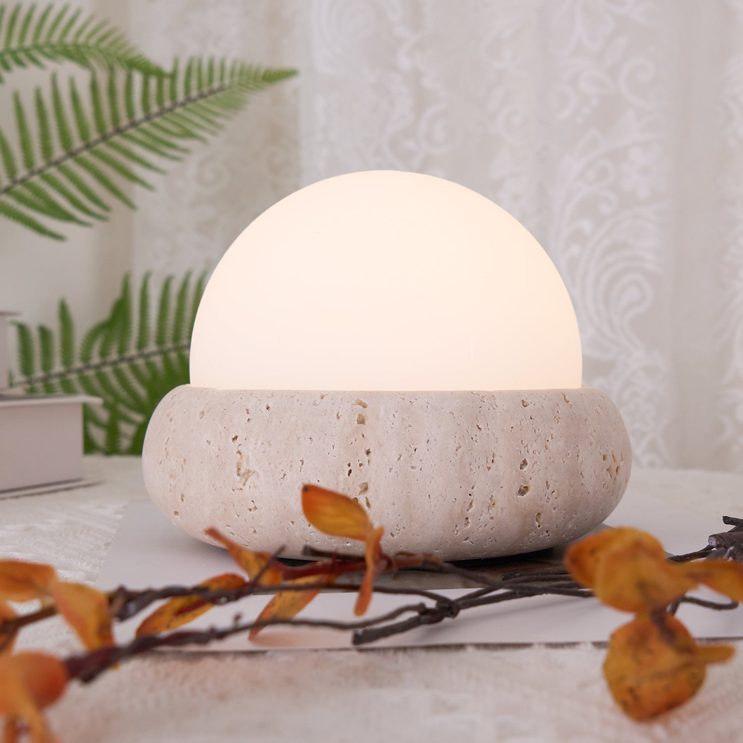 Riita Travertine Globe Table Lamp Mini Maga - Letslighting