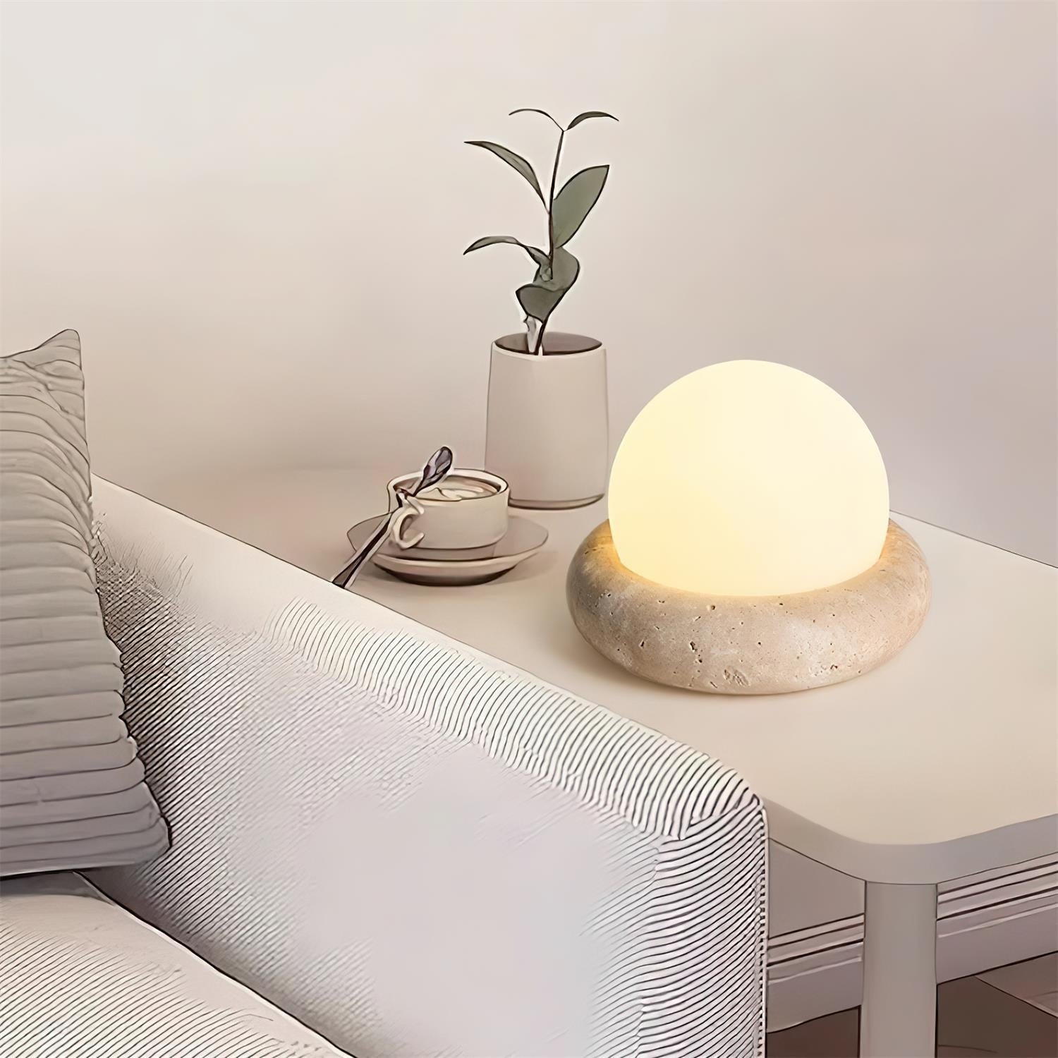 Riita Travertine Globe Table Lamp Mini Maga - Letslighting