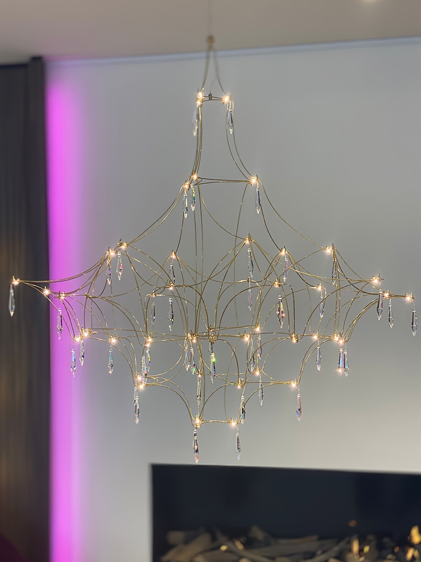 Lustra Kronleuchter Edelstahl Kristallnetz-Letslighting