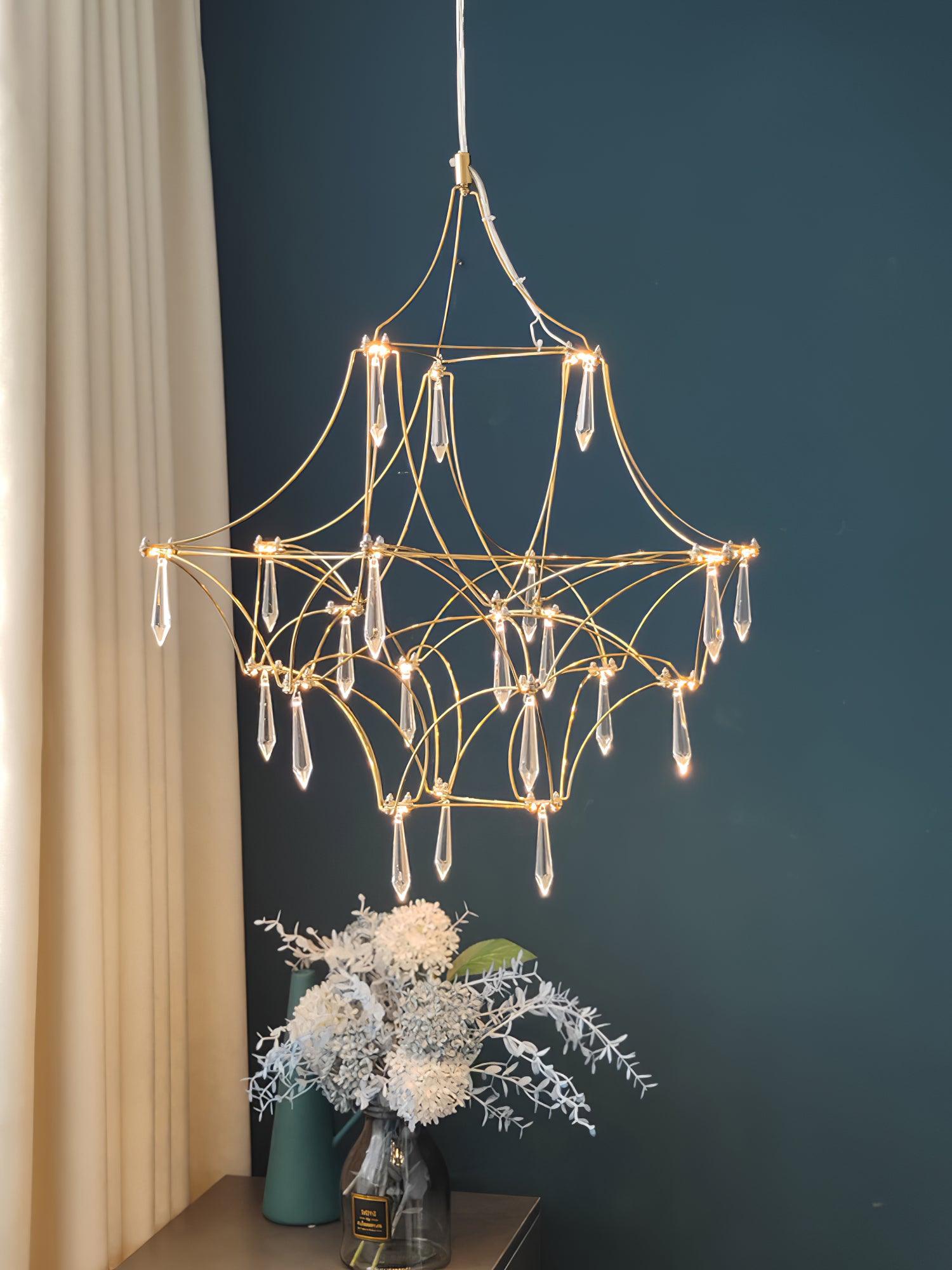 Lustra Kronleuchter Edelstahl Kristallnetz-Letslighting