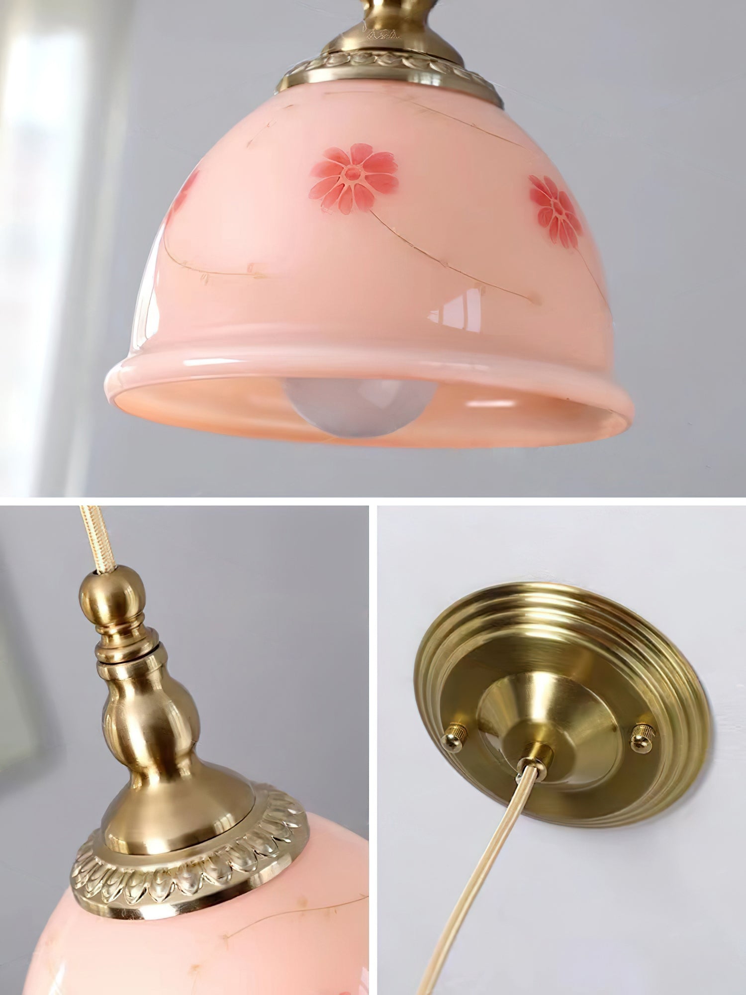 Rowan Vintage Pendelleuchte aus Messing und Glas-Letslighting