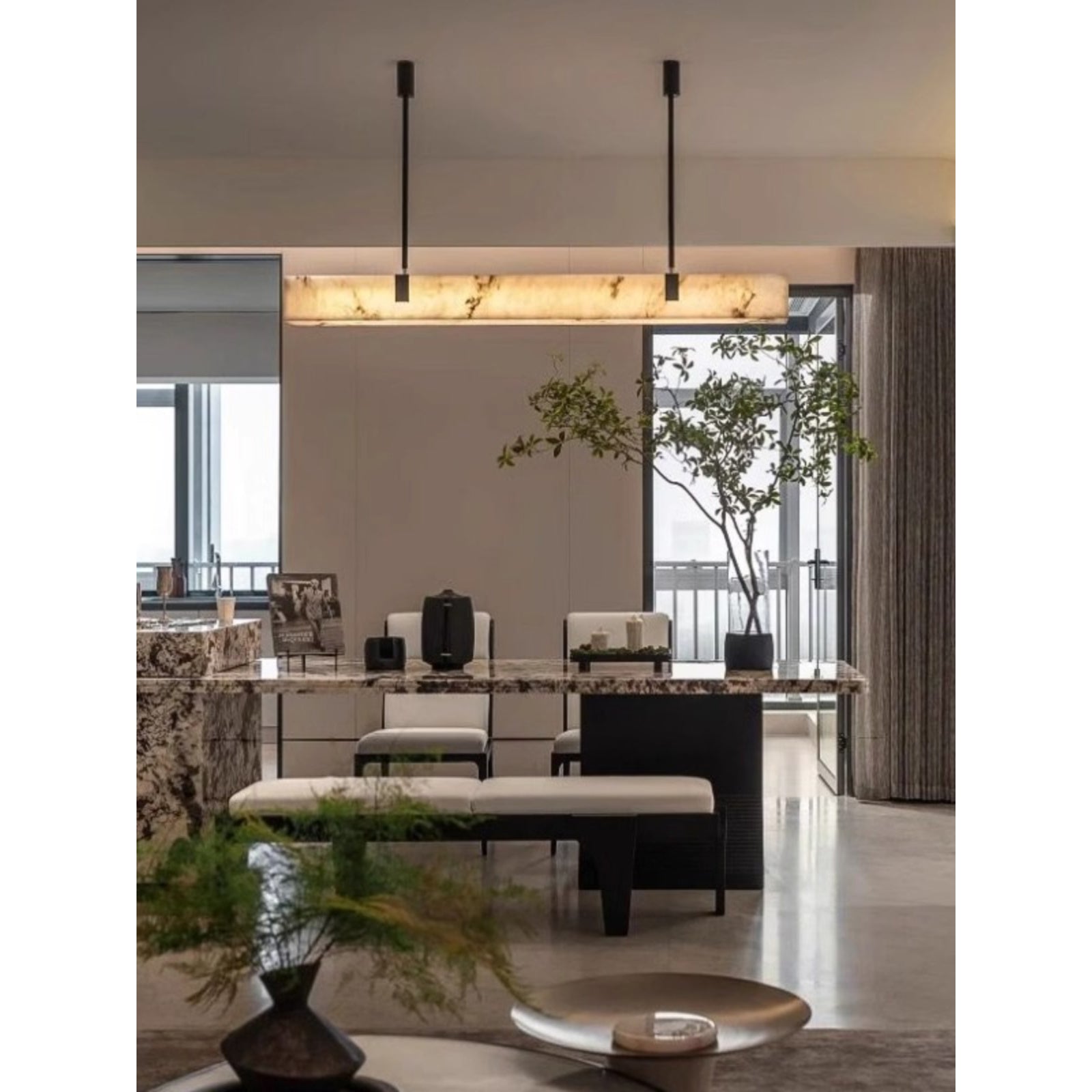 Casorion Modern Minimalistisch Alabaster Kronleuchter-Letslighting