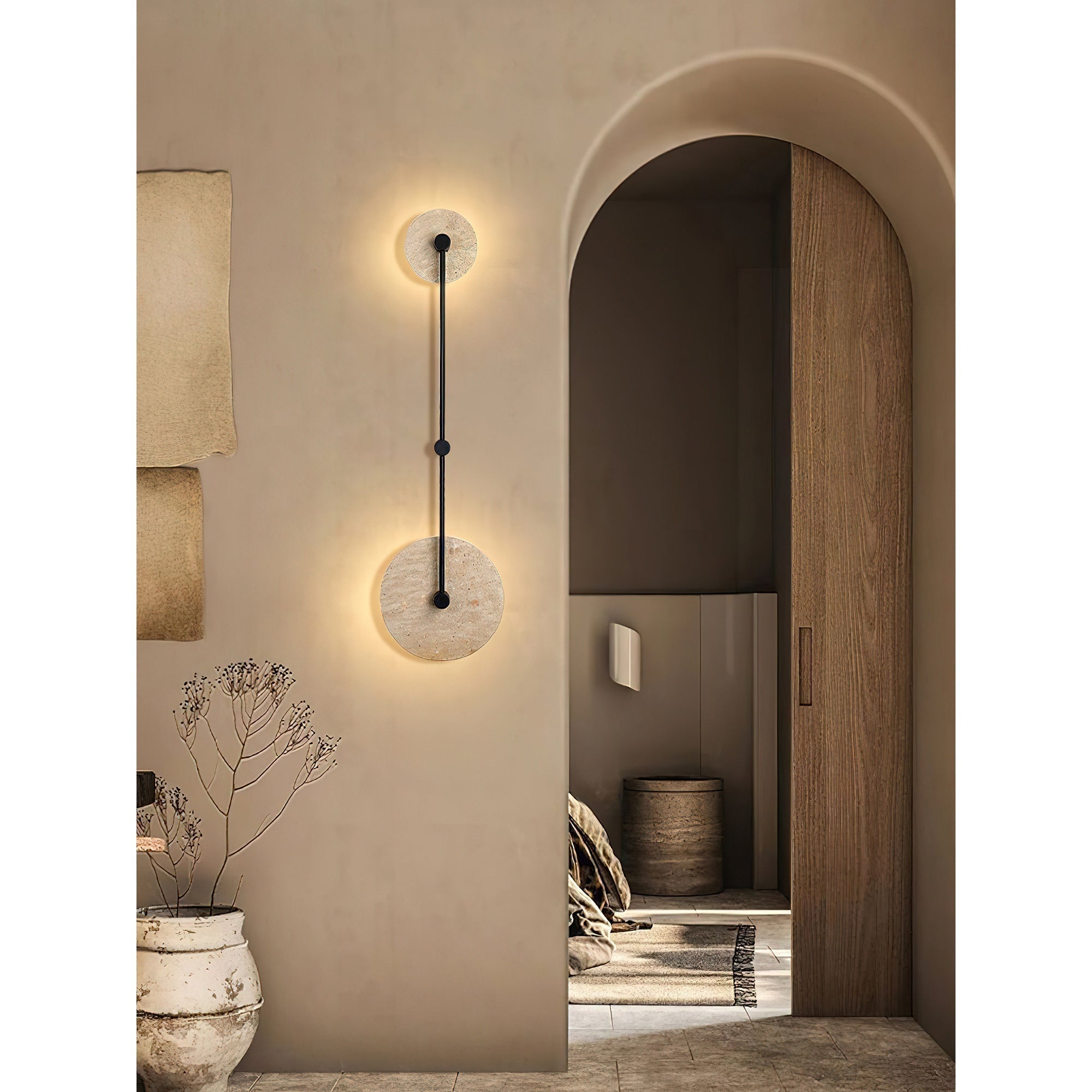 Ilvara Modern Minimalist Beige Travertine Wall Lamp - Letslighting