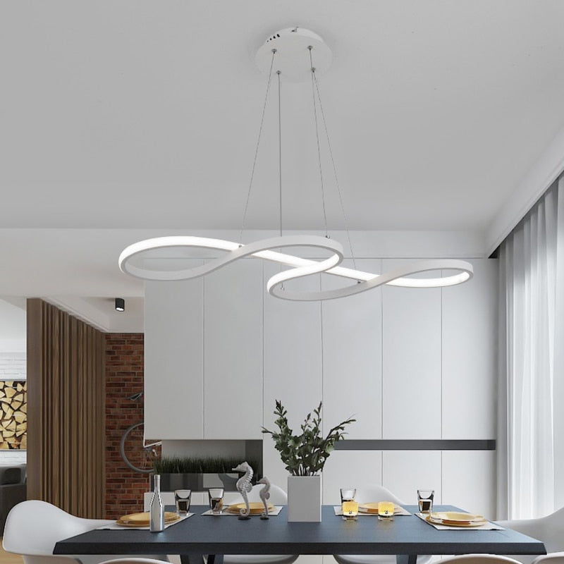 Louise Modern LED Pendelleuchte Schwarz Weiß Gold Metall Wohnzimmer