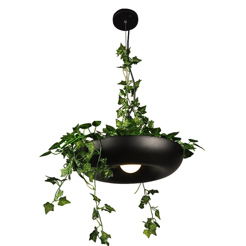 Ritta Pendelleuchten Blumentopf, Schwarz/Grün/Weiß, Wohnzimmer