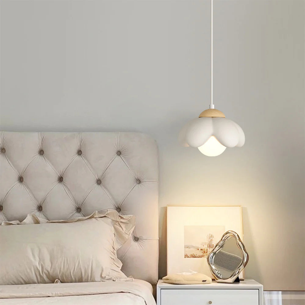 Valentina Modern Blume LED Pendelleuchte Holz Schlafzimmer