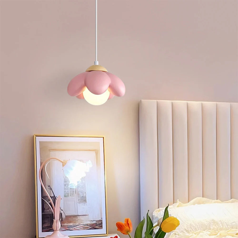Valentina Modern Blume LED Pendelleuchte Holz Schlafzimmer